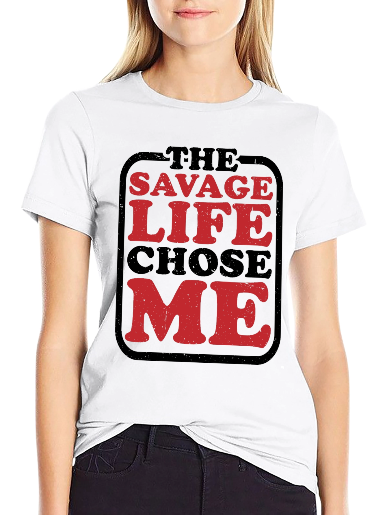 The Savage Life Chose Me Graphic Tee - Black Cotton Shirt