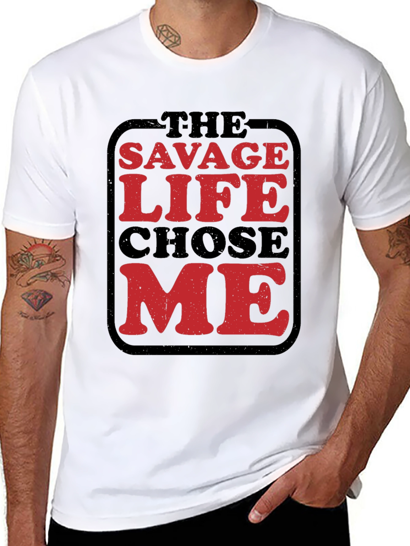 The Savage Life Chose Me Graphic Tee - Black Cotton Shirt