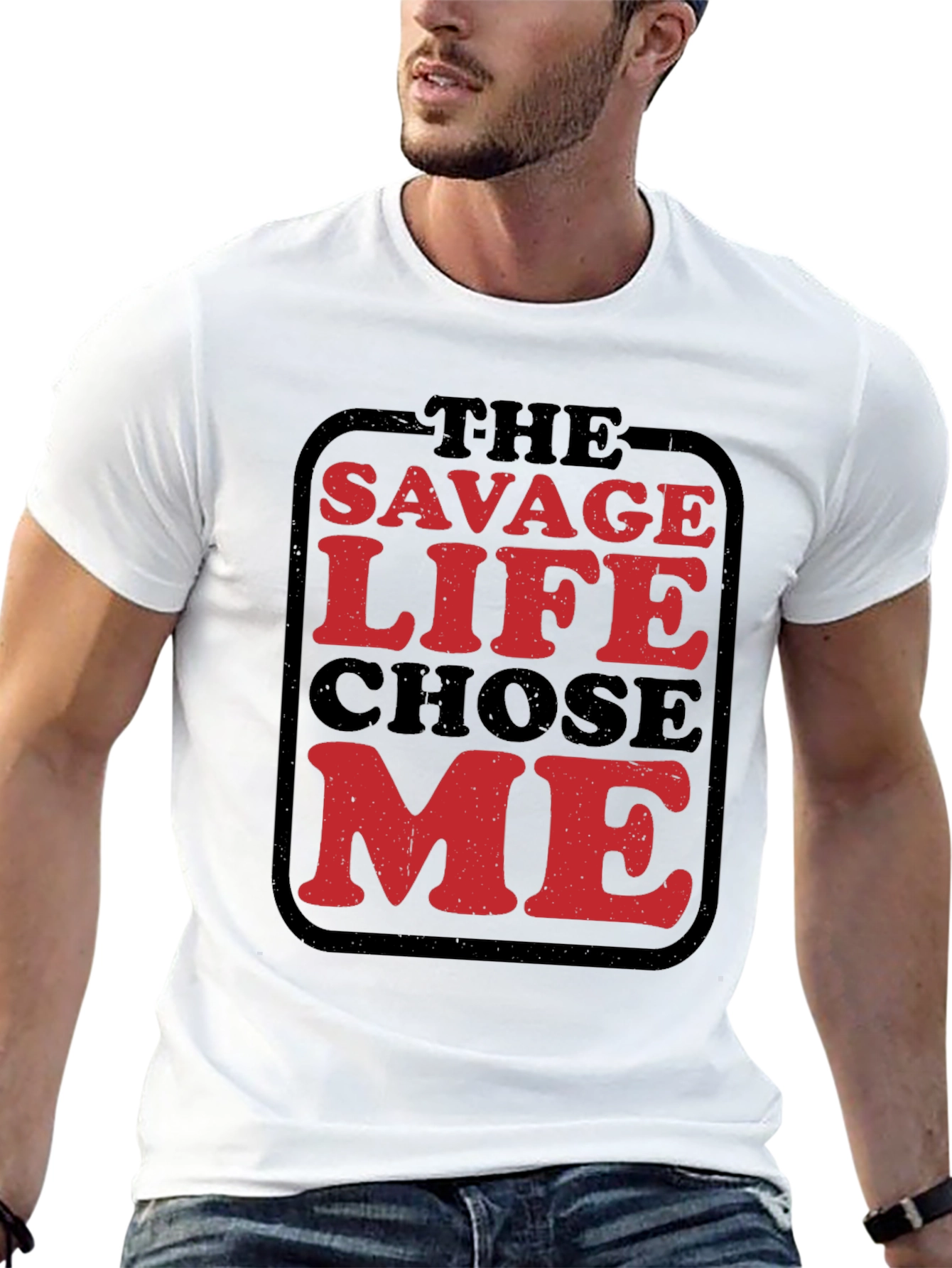 The Savage Life Chose Me Graphic Tee - Black Cotton Shirt