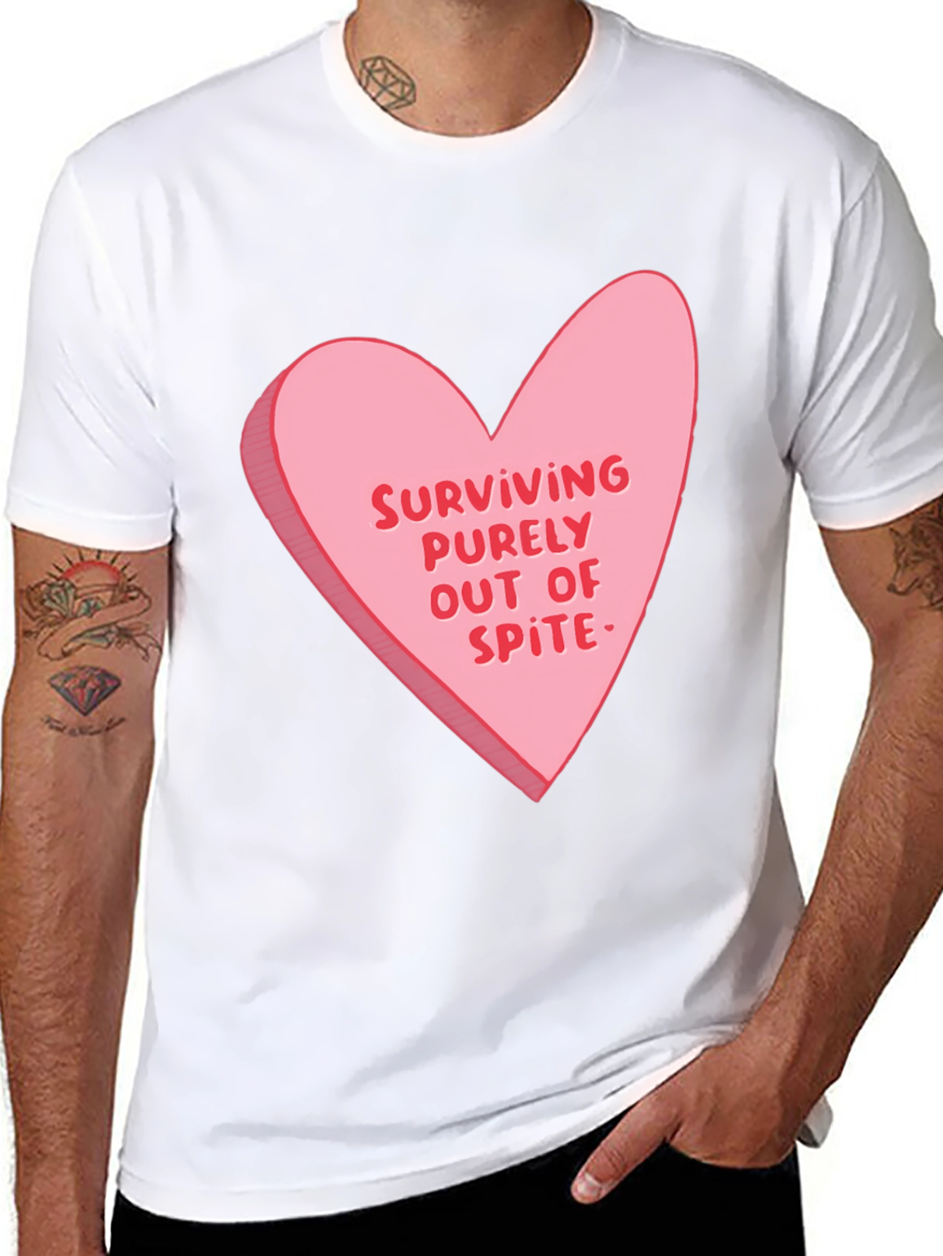Surviving Out of Spite Valentines Day Heart Graphic Tee