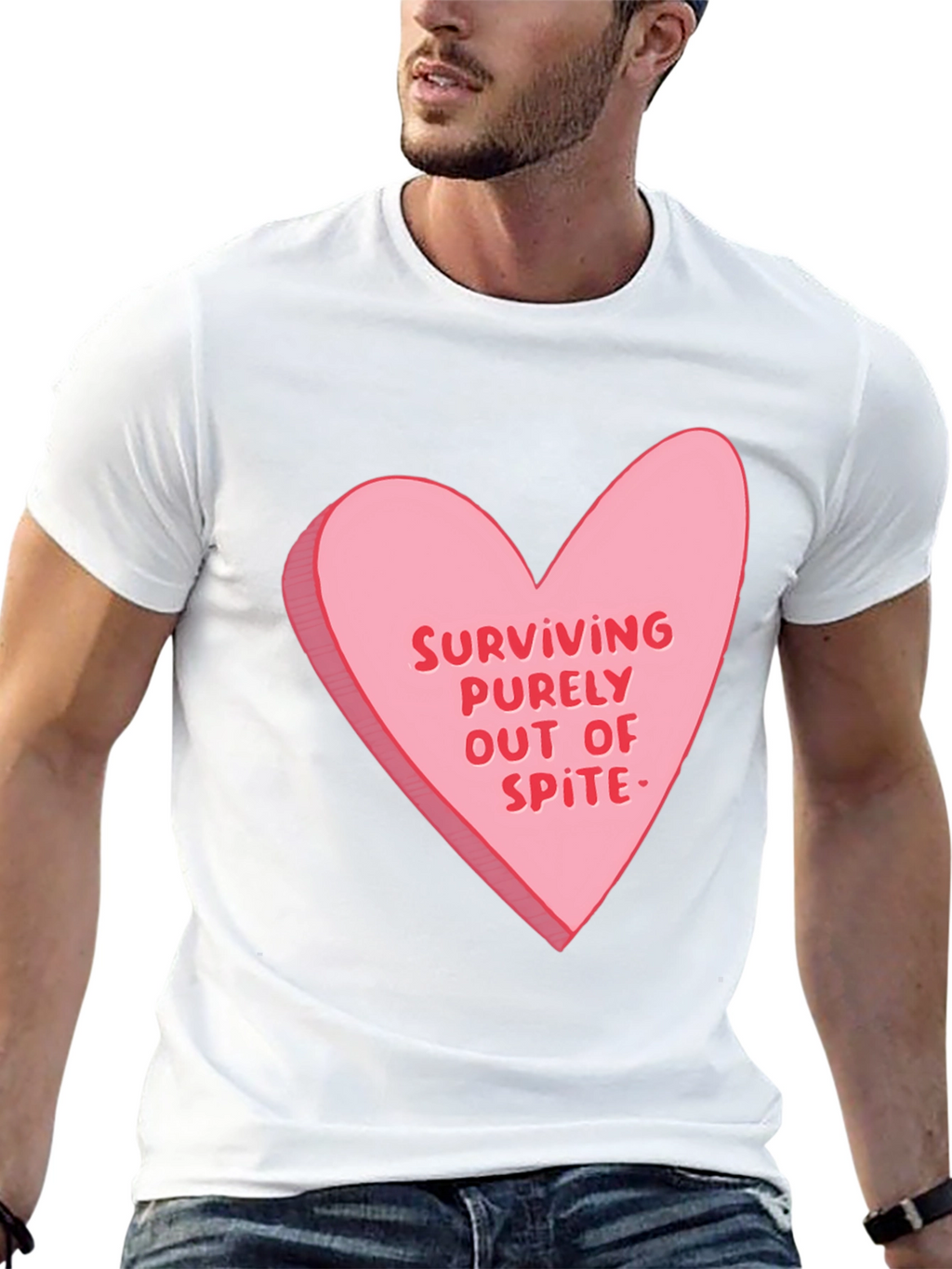 Surviving Out of Spite Valentines Day Heart Graphic Tee