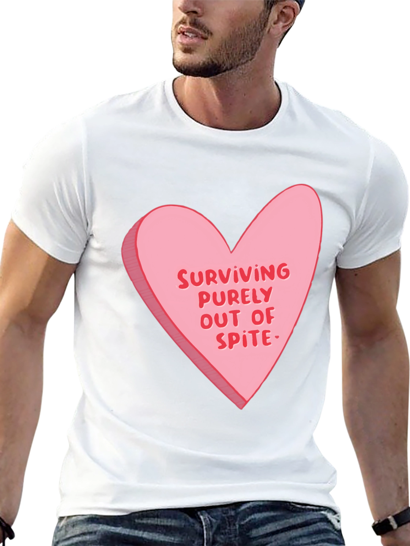 Surviving Out of Spite Valentines Day Heart Graphic Tee