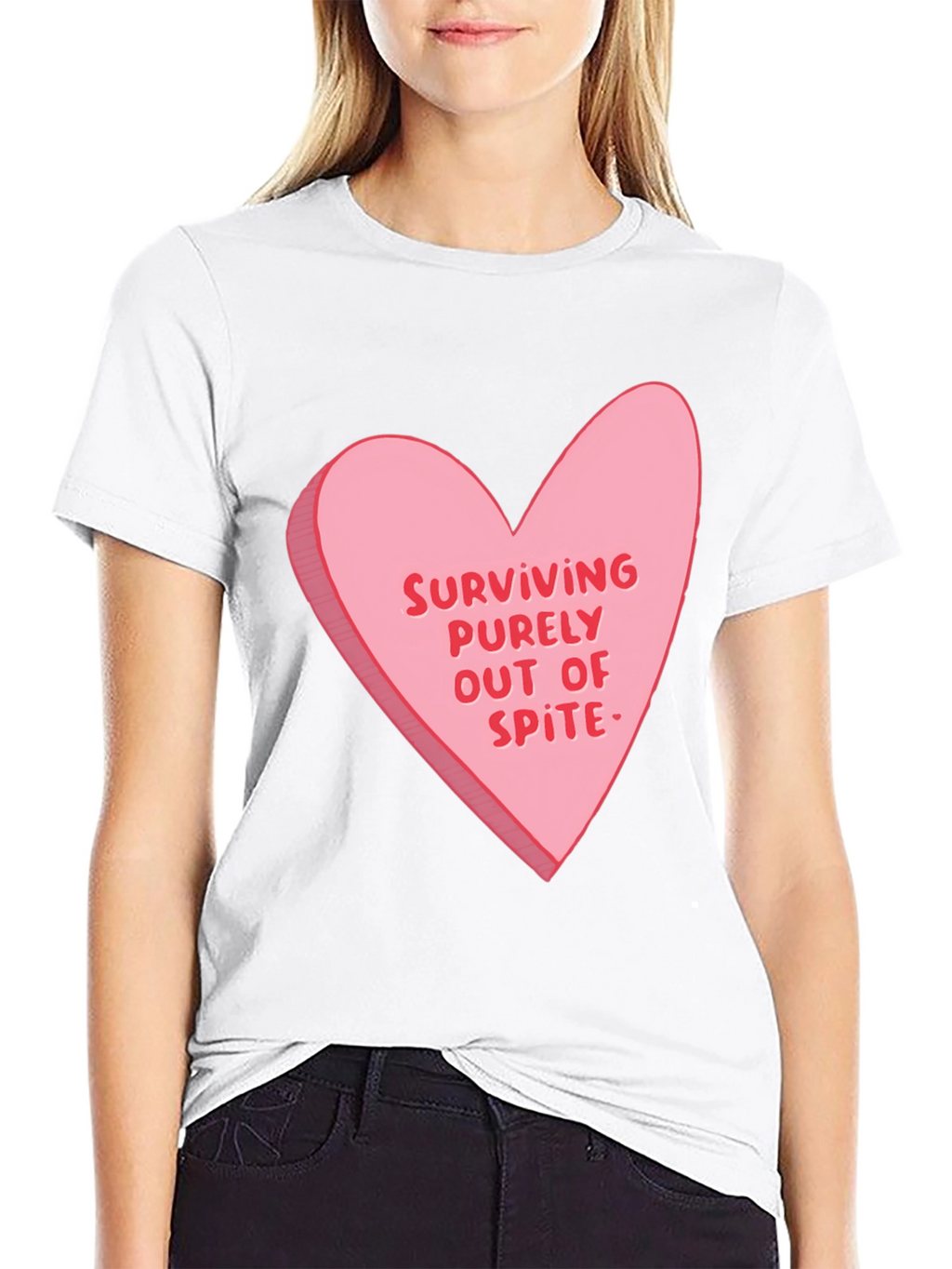 Surviving Out of Spite Valentines Day Heart Graphic Tee
