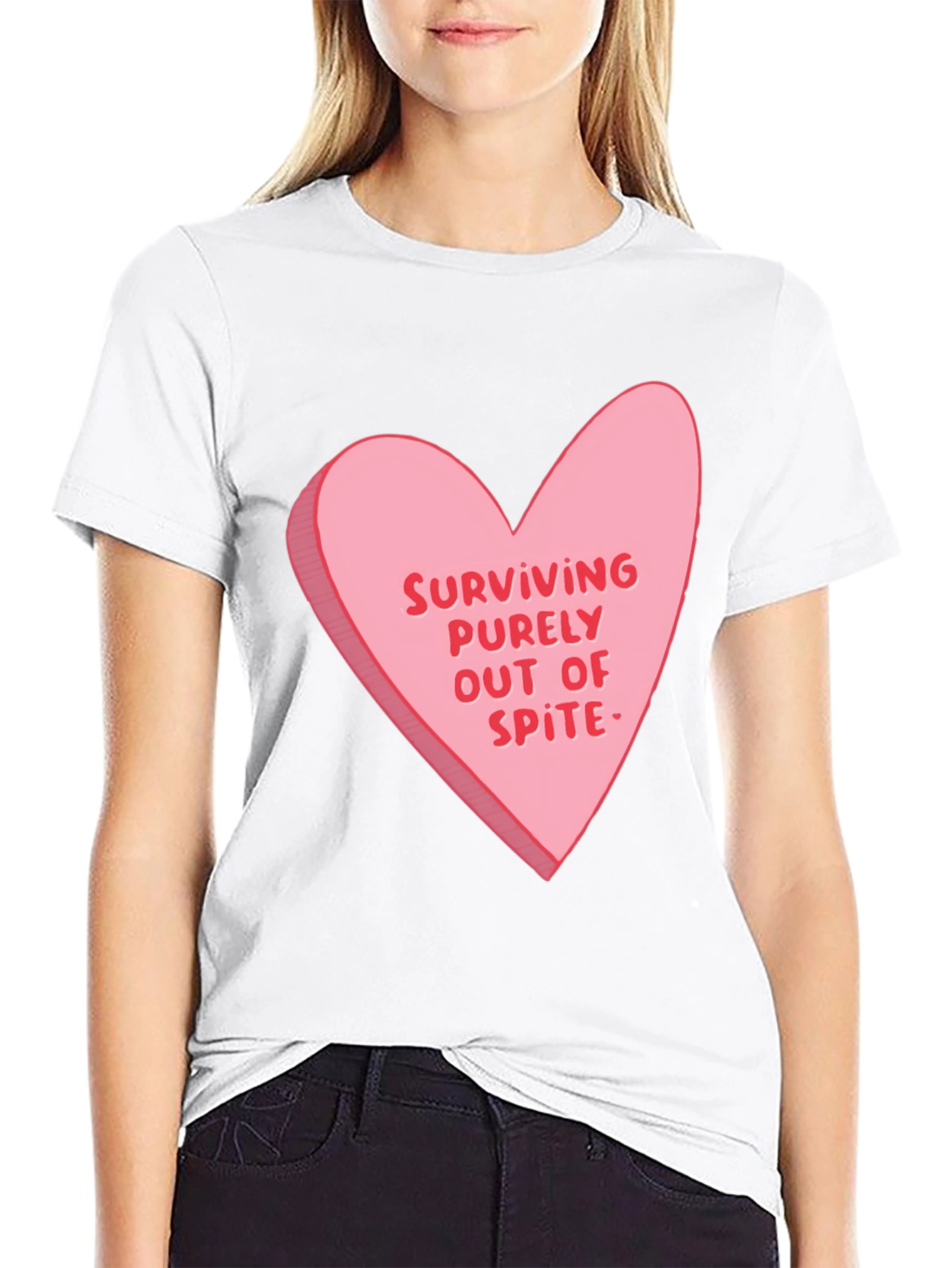 Surviving Out of Spite Valentines Day Heart Graphic Tee
