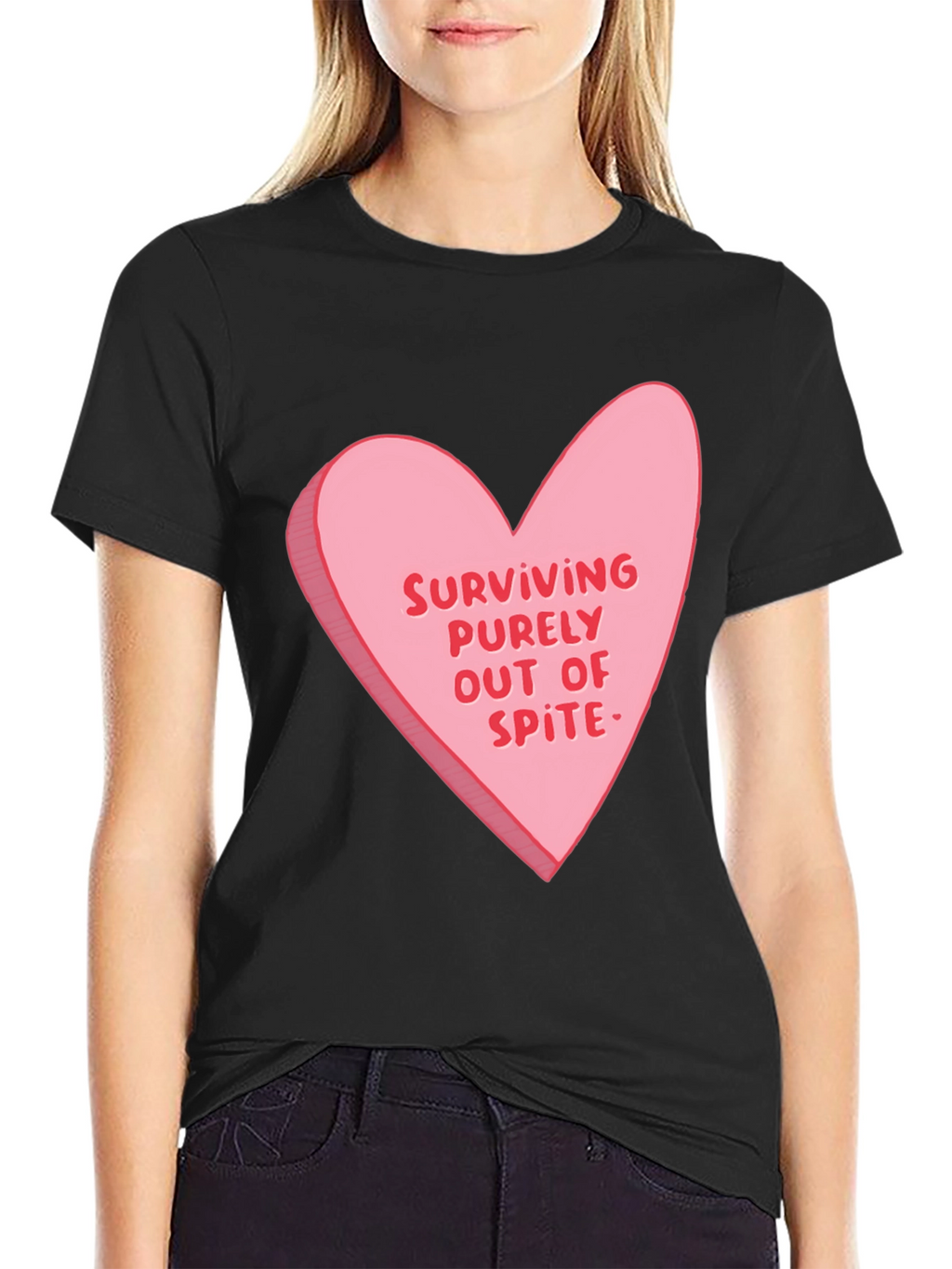 Surviving Out of Spite Valentines Day Heart Graphic Tee