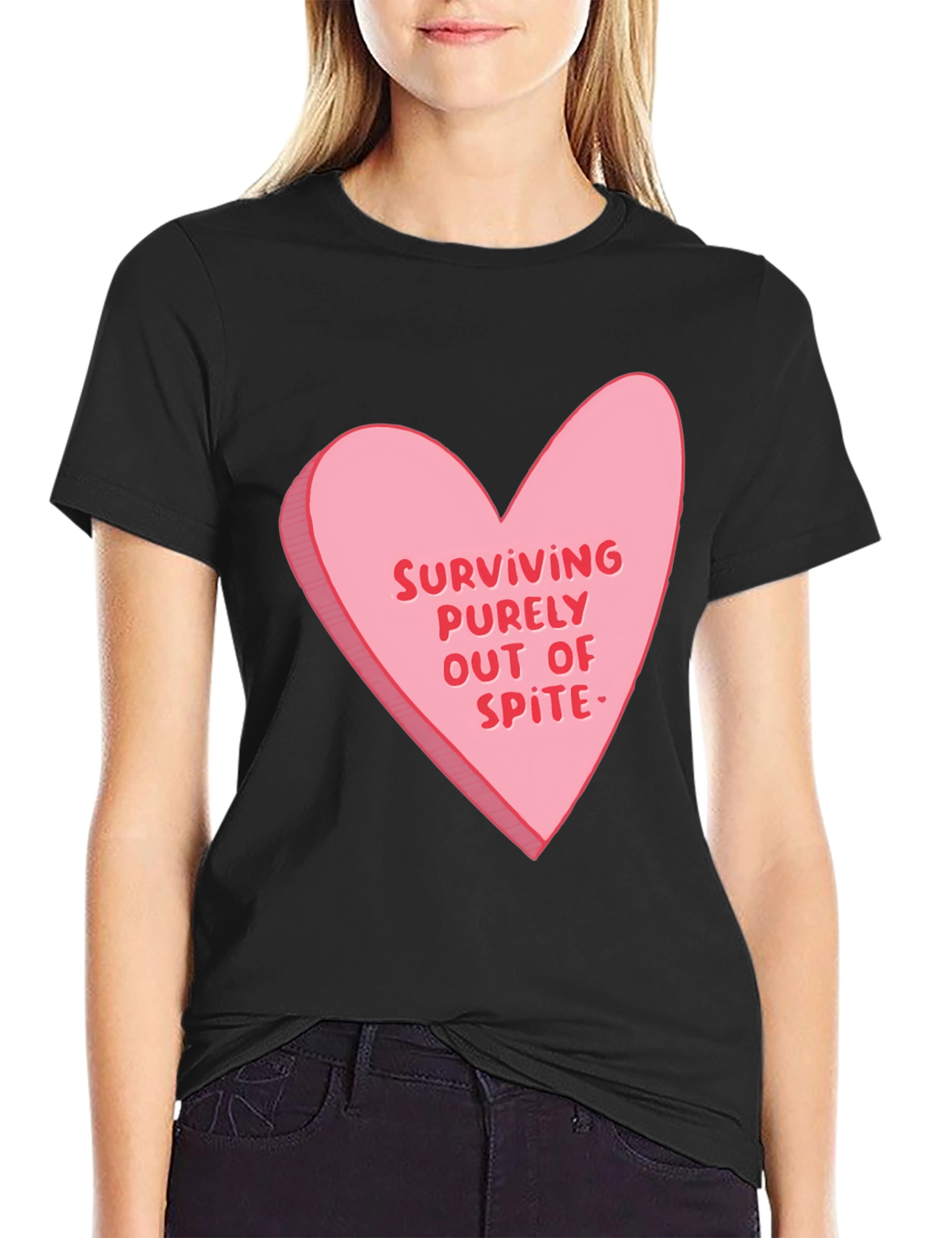 Surviving Out of Spite Valentines Day Heart Graphic Tee
