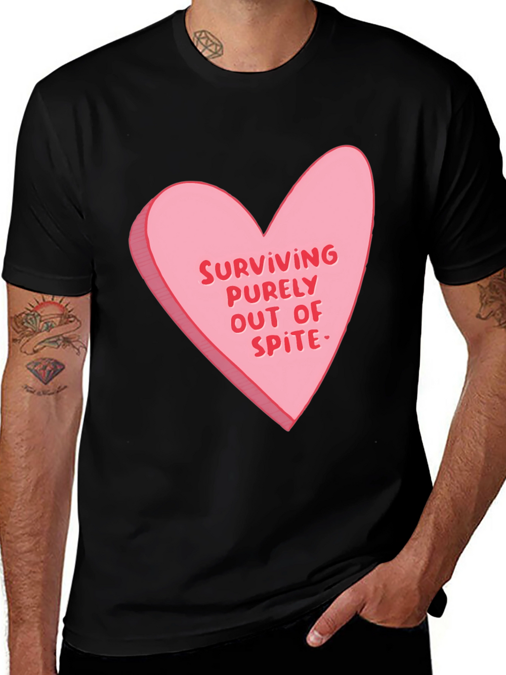 Surviving Out of Spite Valentines Day Heart Graphic Tee