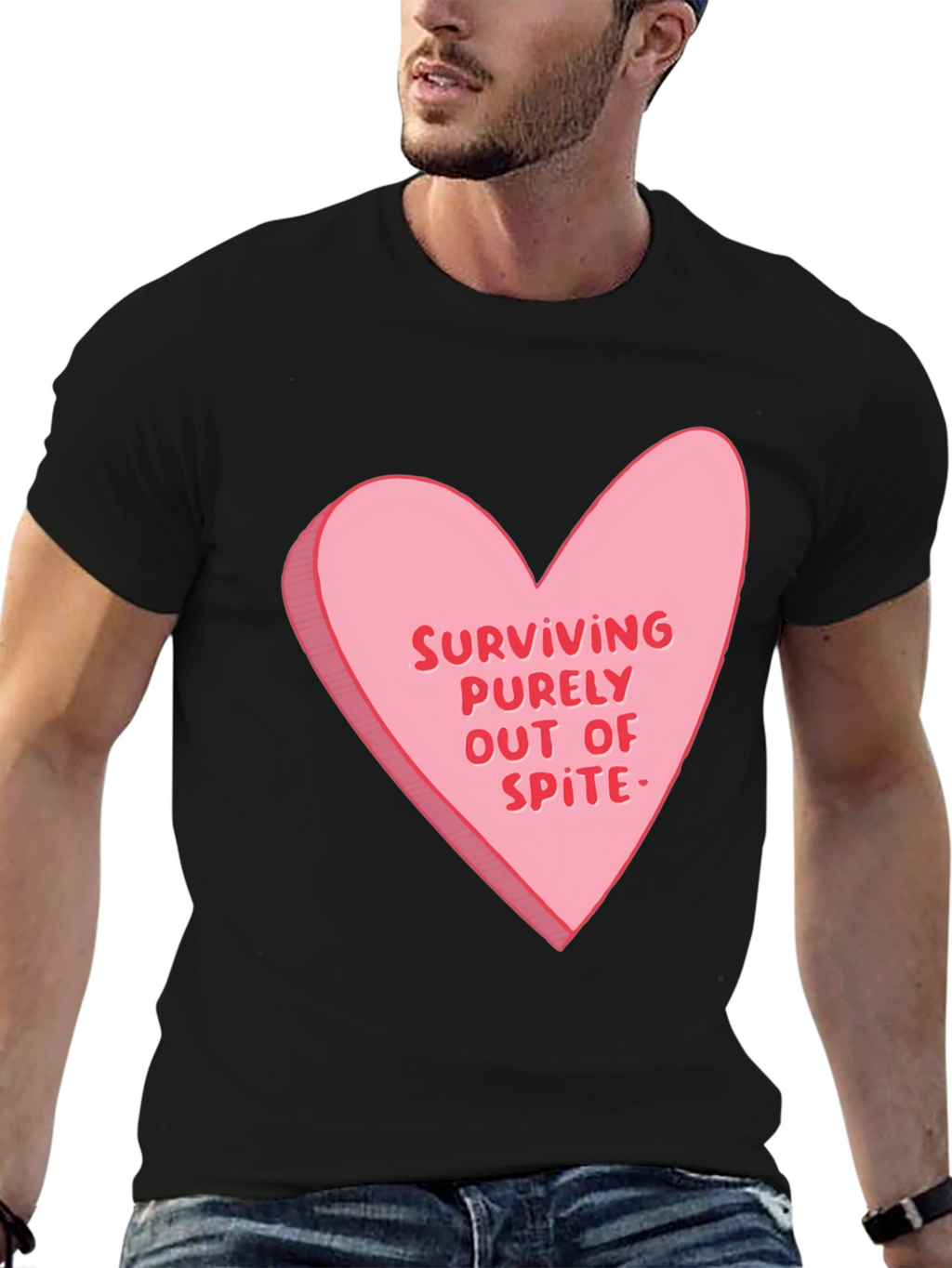 Surviving Out of Spite Valentines Day Heart Graphic Tee