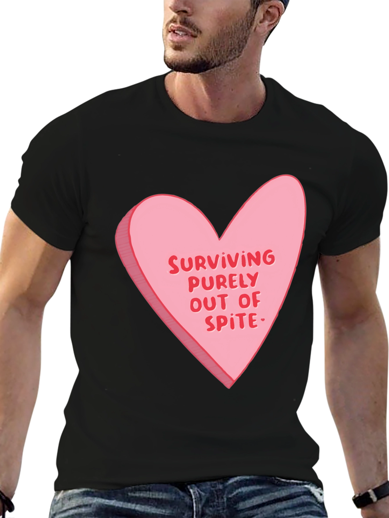 Surviving Out of Spite Valentines Day Heart Graphic Tee