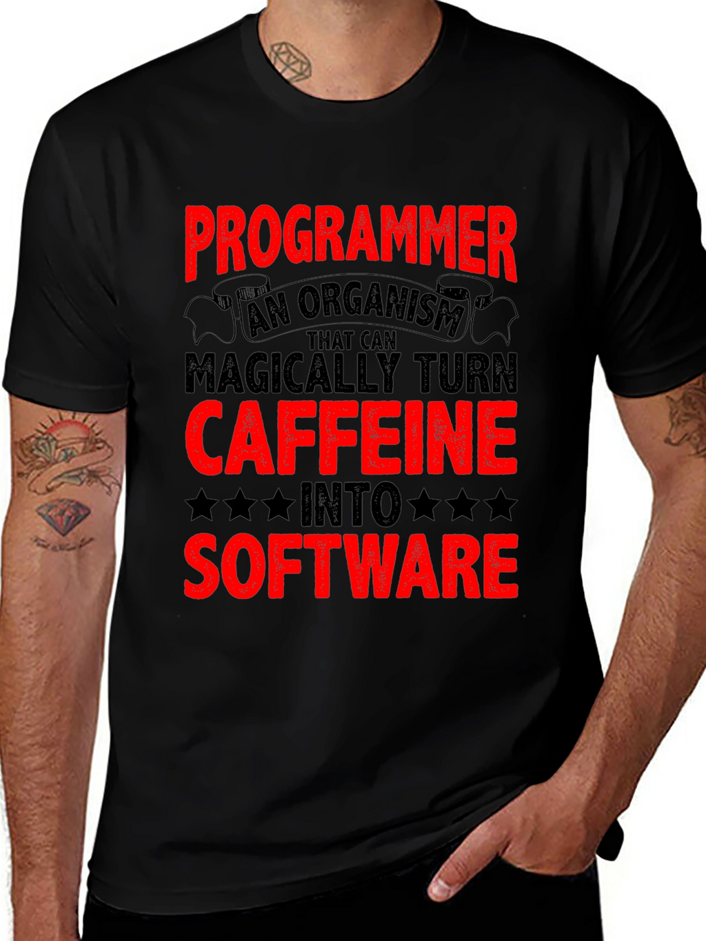 Programmer Caffeine to Software Black T-Shirt