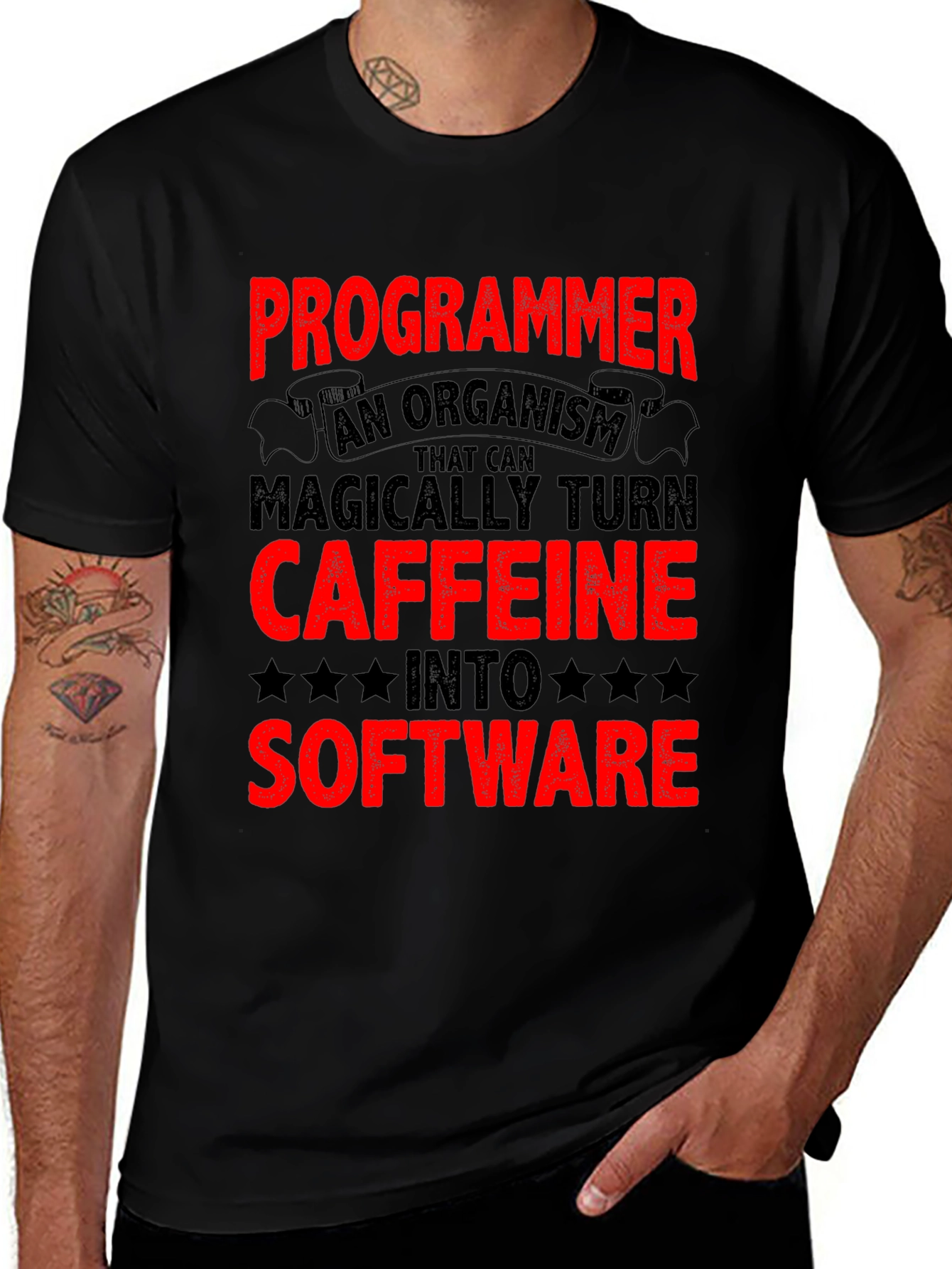 Programmer Caffeine to Software Black T-Shirt