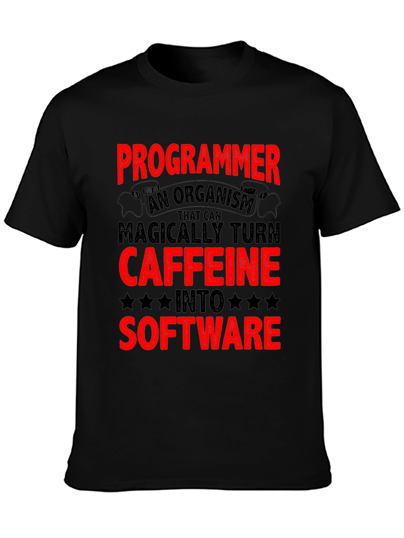 Programmer Caffeine to Software Black T-Shirt