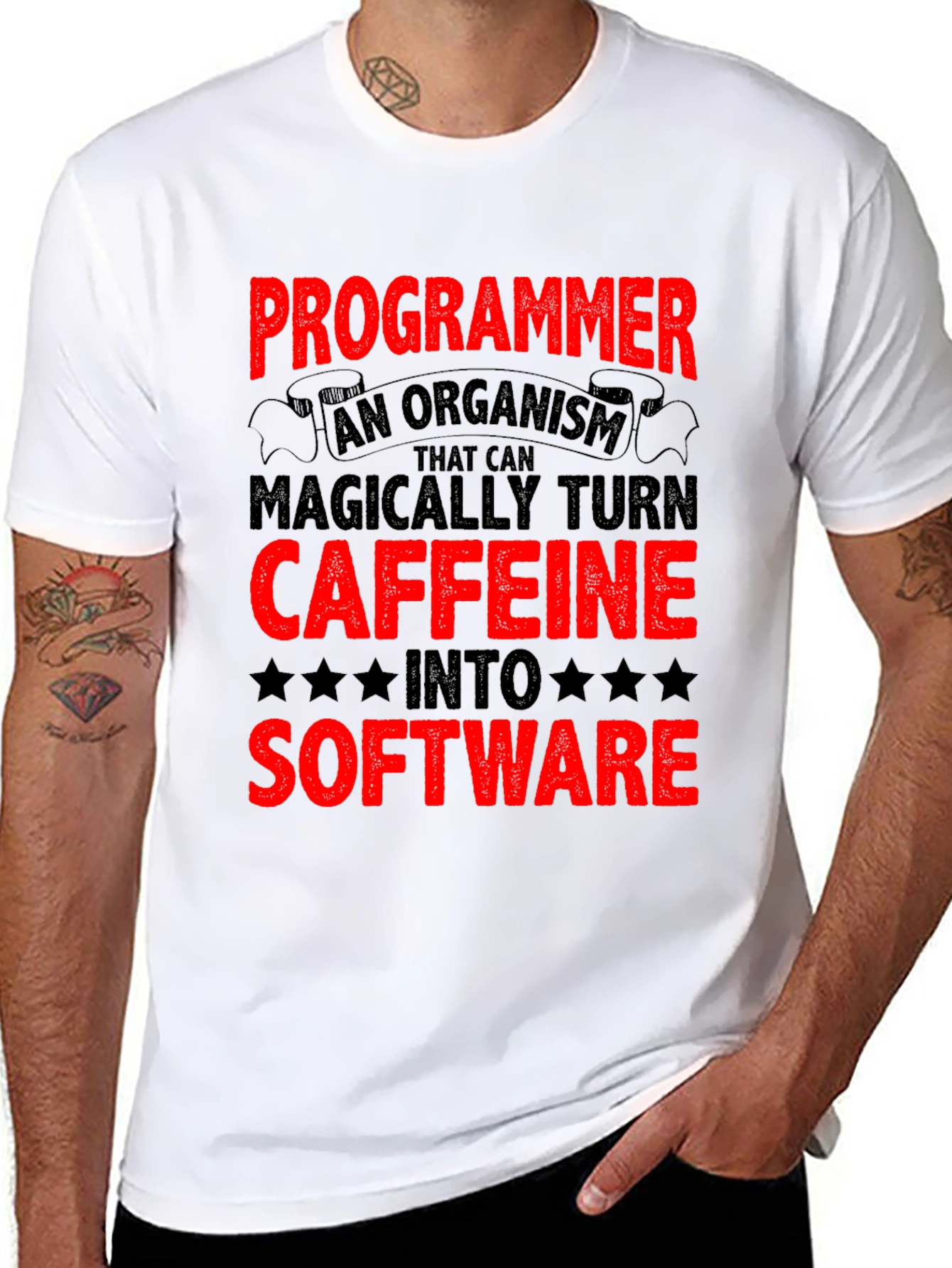 Programmer Caffeine to Software Black T-Shirt