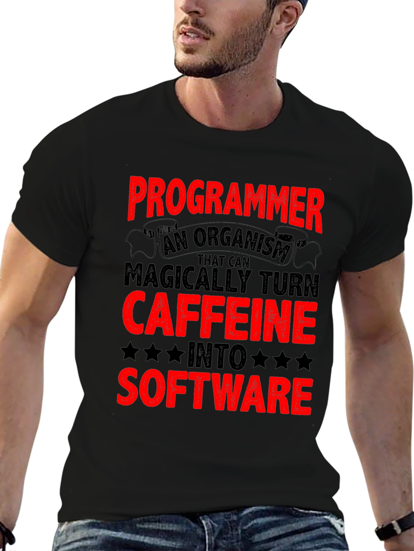 Programmer Caffeine to Software Black T-Shirt