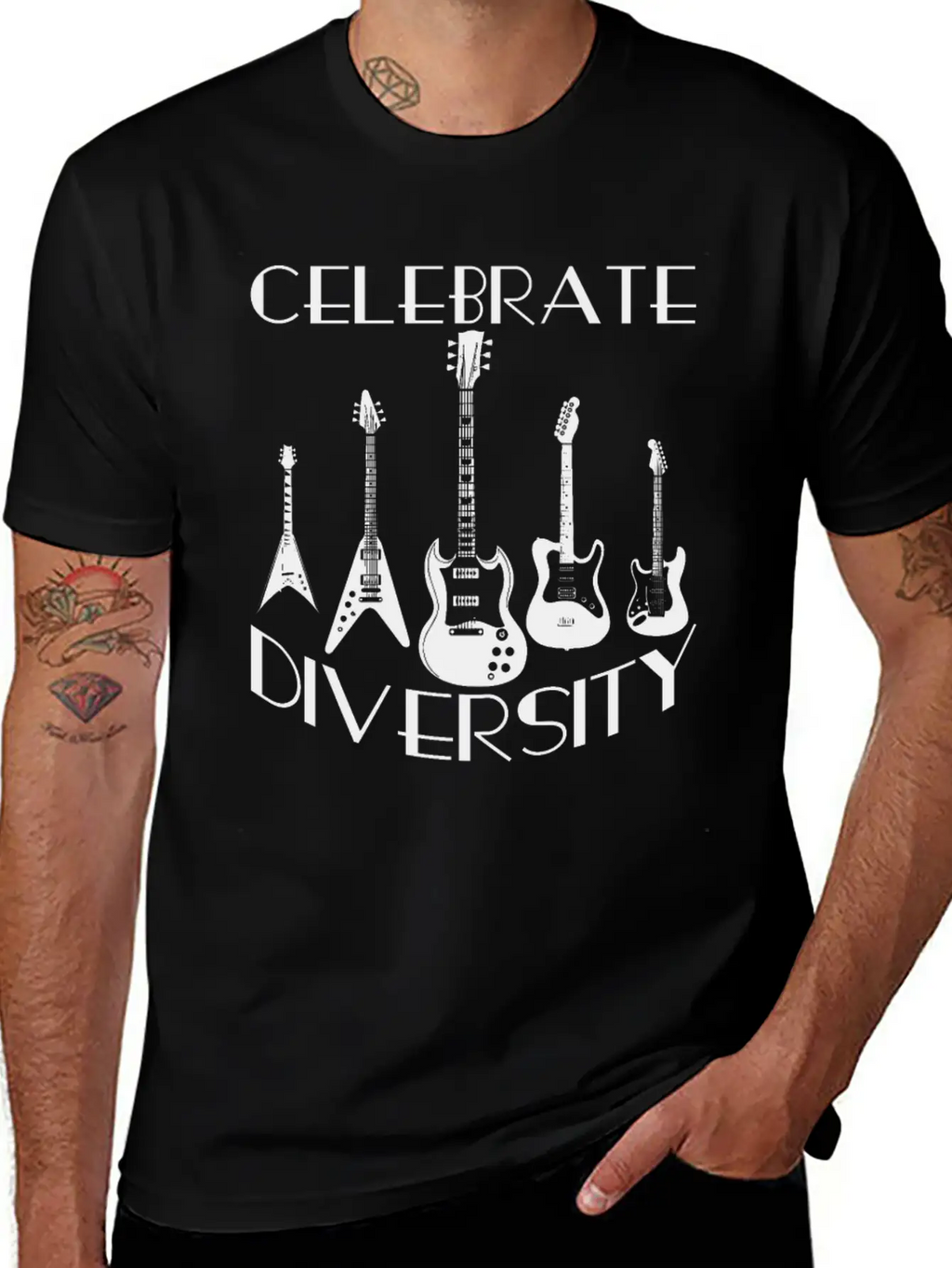 Celebrate Diversity Rock - Electric Guitars Unisex Casual T-Shirt – Clean Design For Daily Comfort