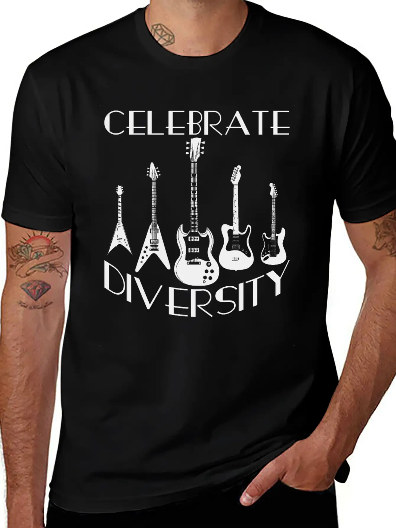 Celebrate Diversity Rock - Electric Guitars Unisex Casual T-Shirt – Clean Design For Daily Comfort