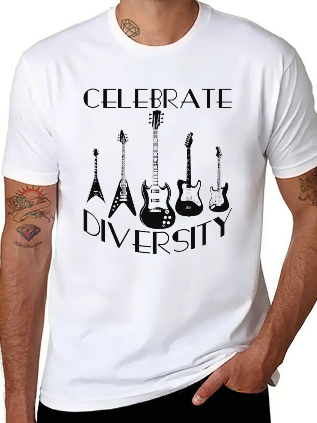 Celebrate Diversity Rock - Electric Guitars Unisex Casual T-Shirt – Clean Design For Daily Comfort