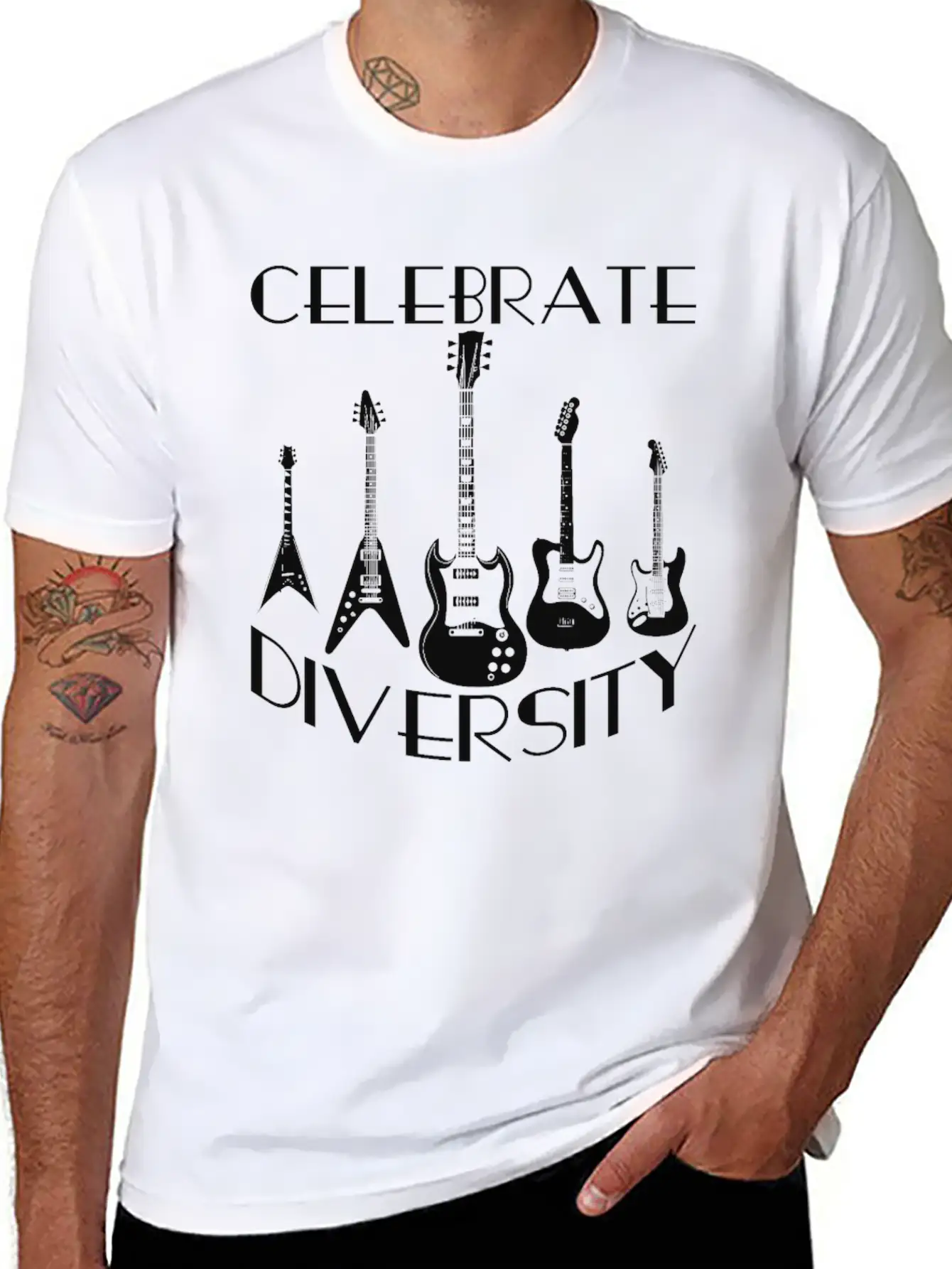 Celebrate Diversity Rock - Electric Guitars Unisex Casual T-Shirt – Clean Design For Daily Comfort