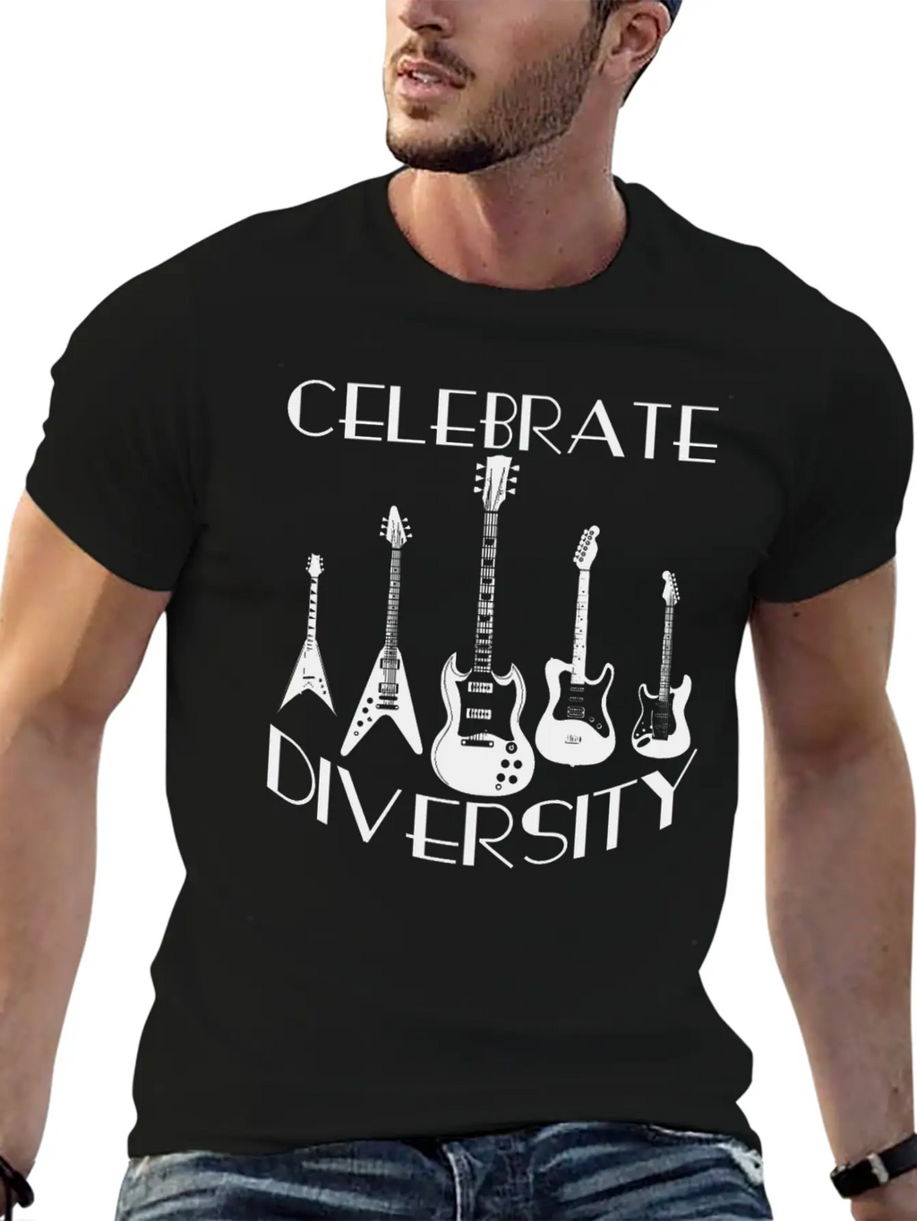 Celebrate Diversity Rock - Electric Guitars Unisex Casual T-Shirt – Clean Design For Daily Comfort