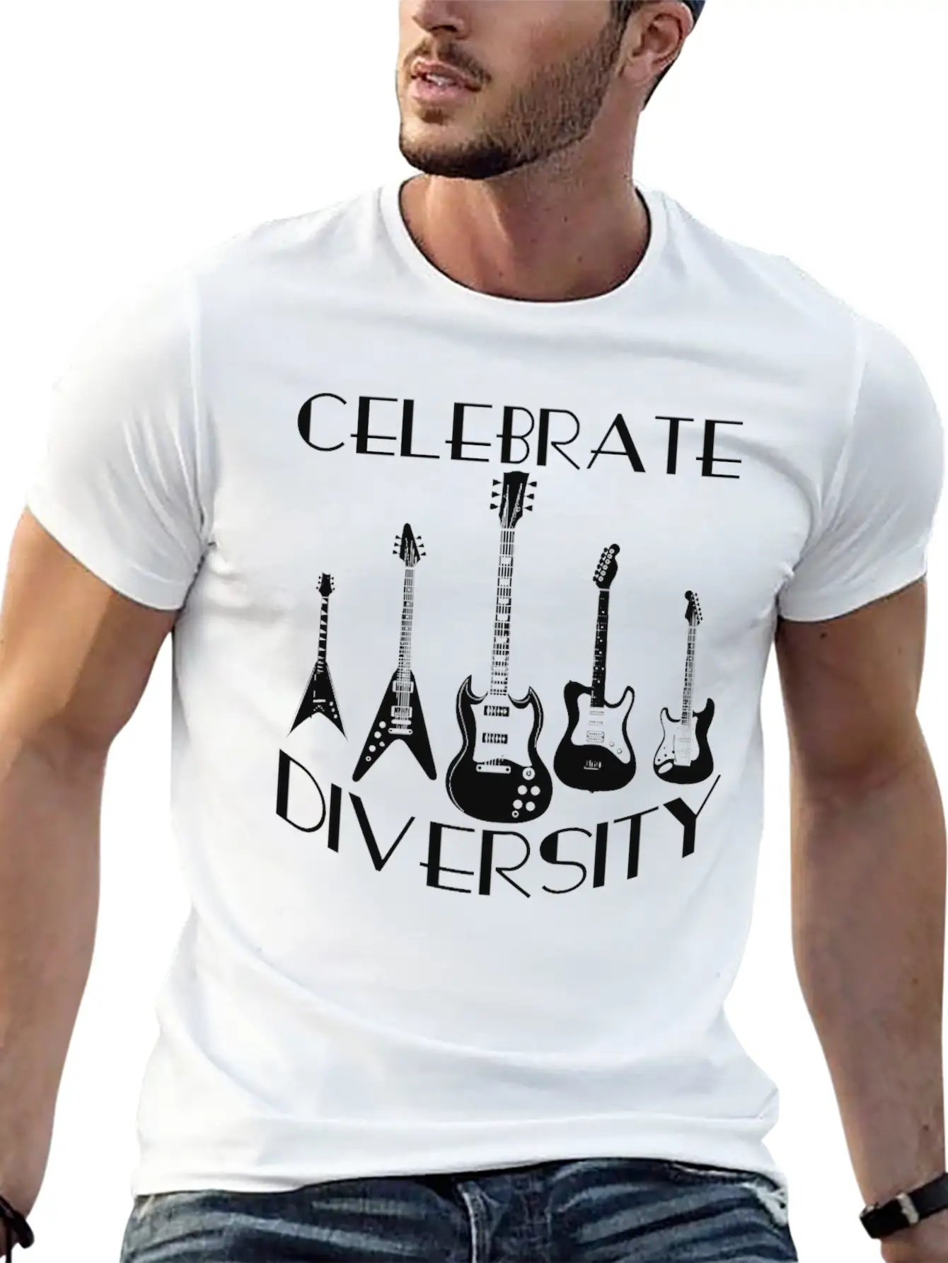 Celebrate Diversity Rock - Electric Guitars Unisex Casual T-Shirt – Clean Design For Daily Comfort