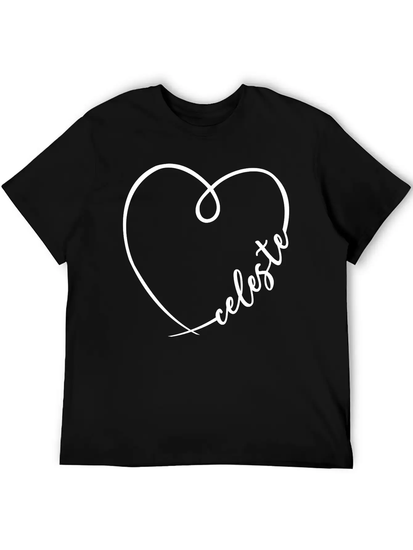 Celeste Name Heart Calligraphy Breathable Soft Cotton T-Shirt – Timeless Casual Look