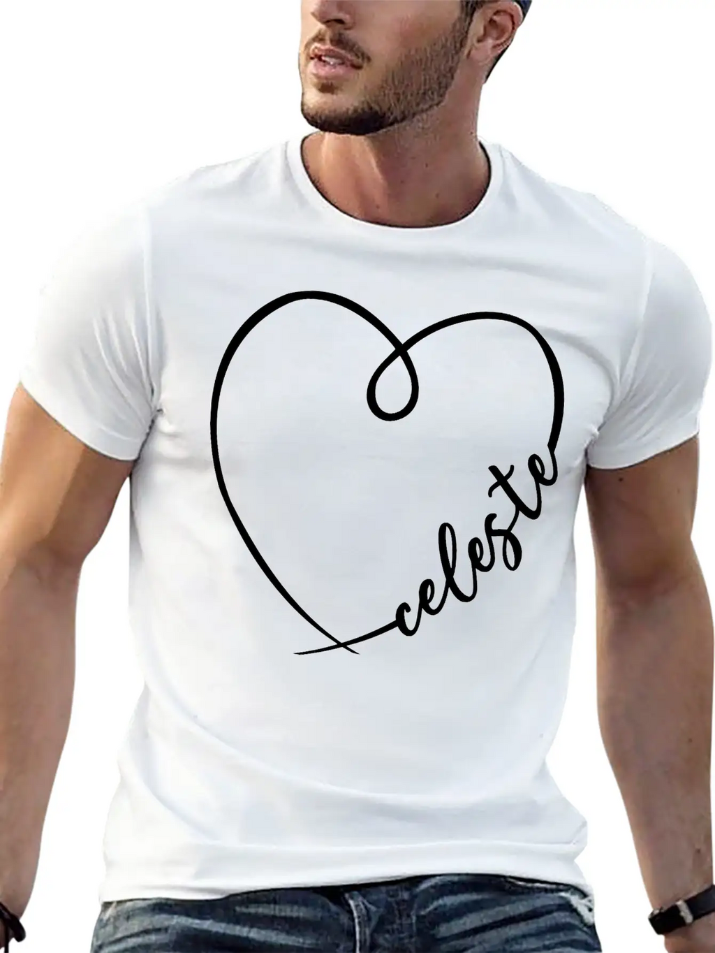 Celeste Name Heart Calligraphy Breathable Soft Cotton T-Shirt – Timeless Casual Look