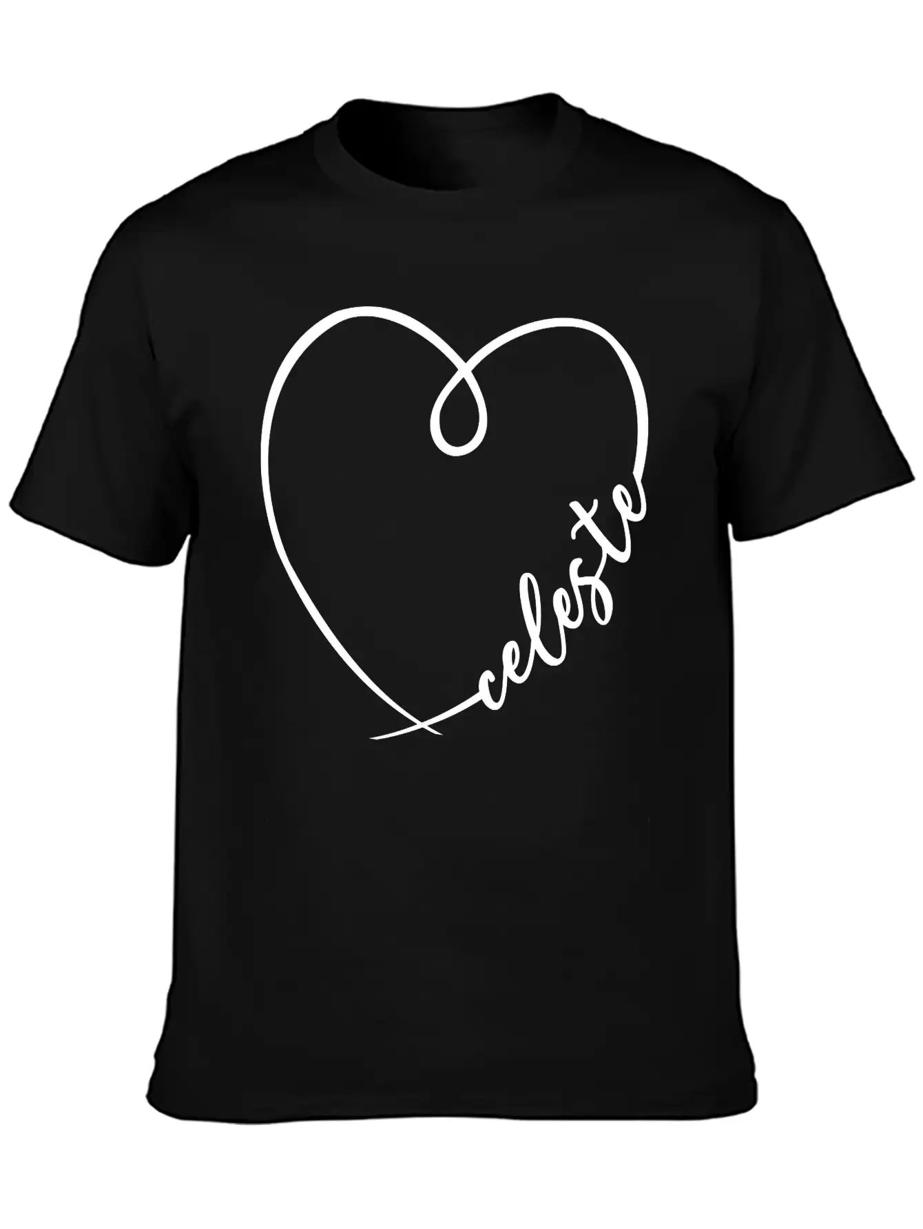 Celeste Name Heart Calligraphy Breathable Soft Cotton T-Shirt – Timeless Casual Look