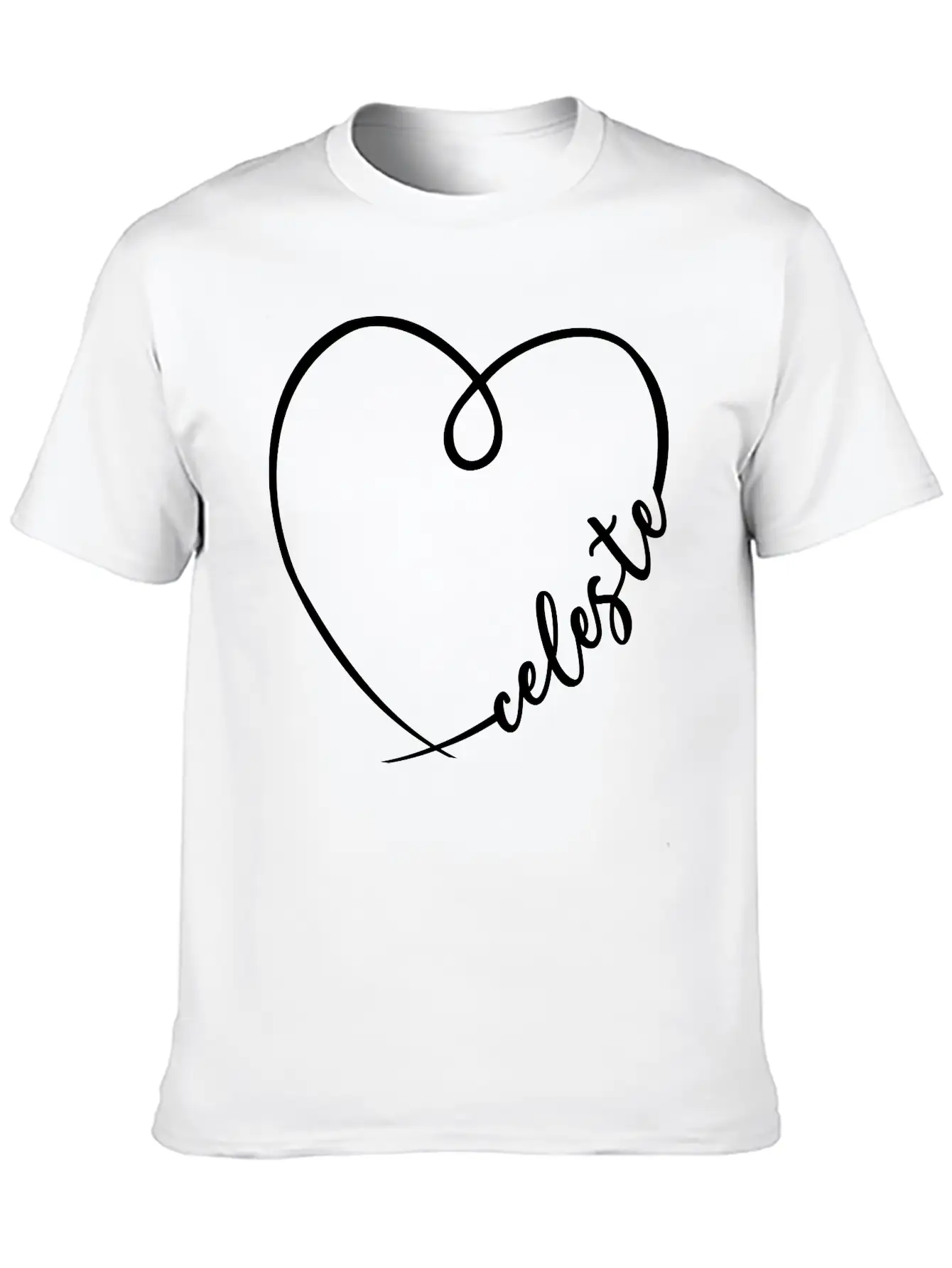 Celeste Name Heart Calligraphy Breathable Soft Cotton T-Shirt – Timeless Casual Look