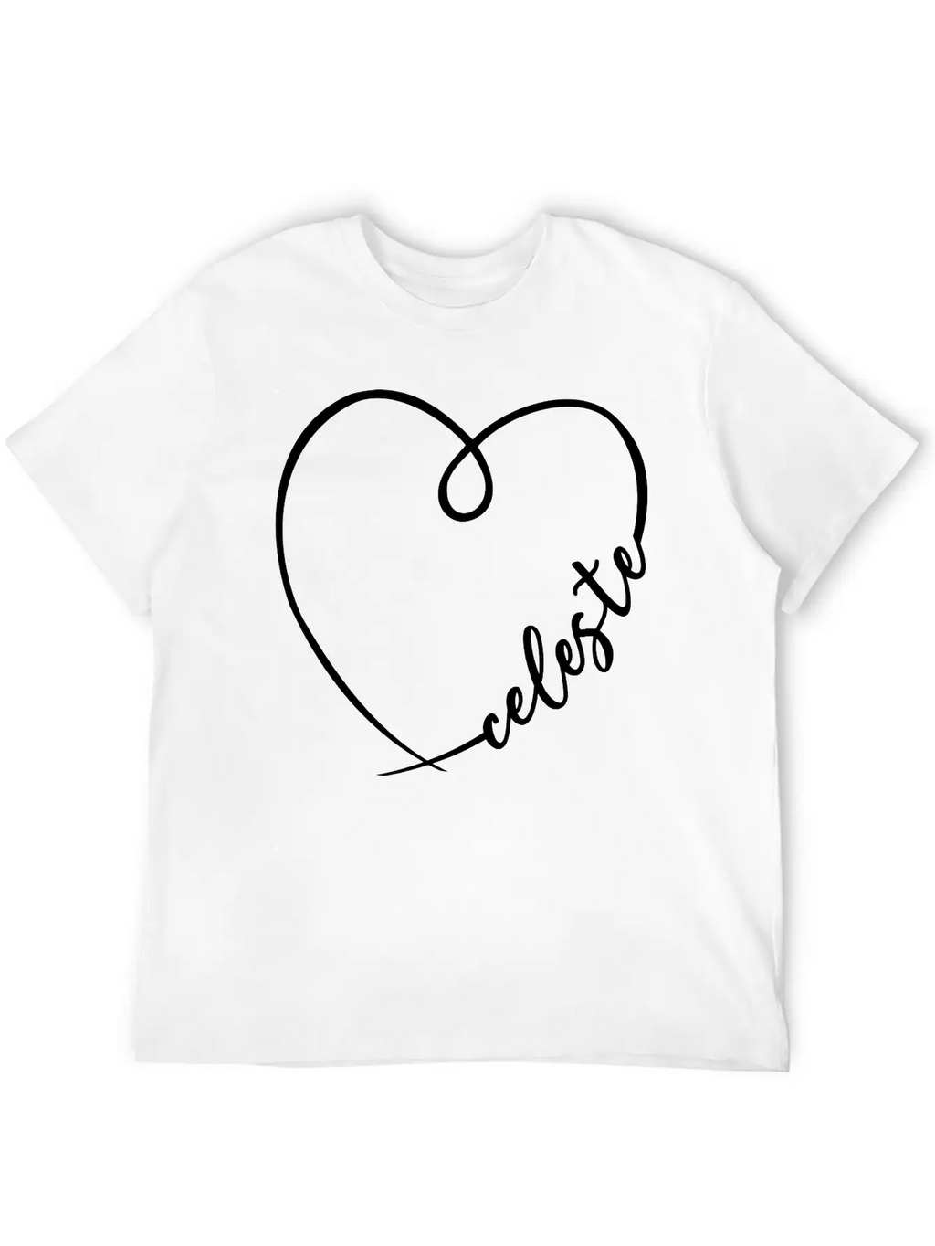 Celeste Name Heart Calligraphy Breathable Soft Cotton T-Shirt – Timeless Casual Look