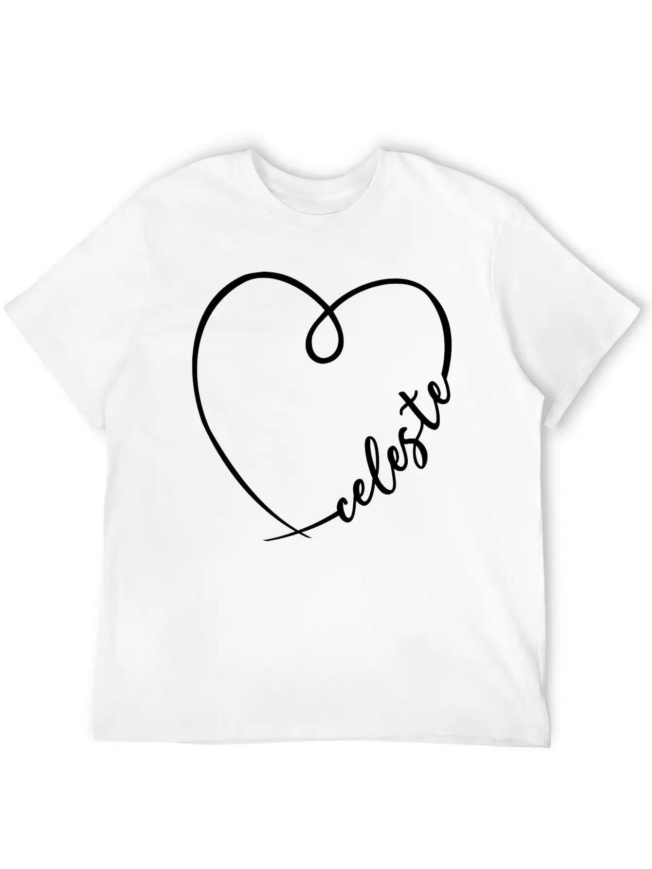Celeste Name Heart Calligraphy Breathable Soft Cotton T-Shirt – Timeless Casual Look