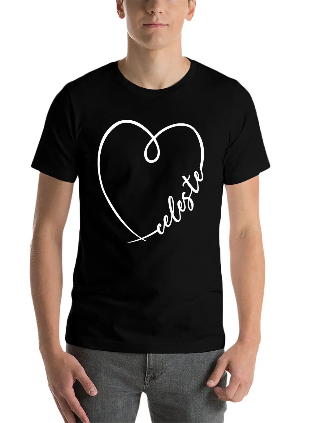 Celeste Name Heart Calligraphy Breathable Soft Cotton T-Shirt – Timeless Casual Look
