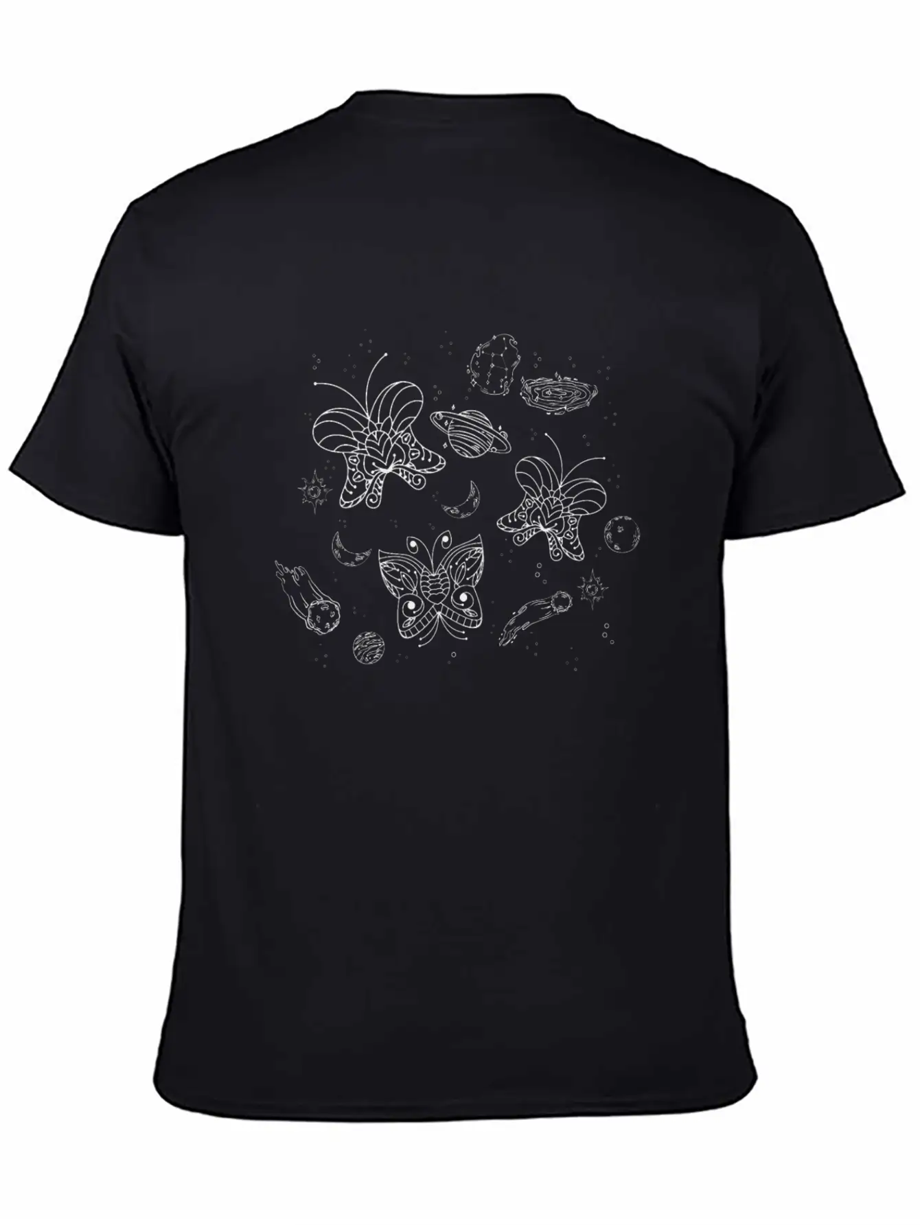 Celestial Butterfly Night Sky Line Art Galaxy Essential Cotton Tee For Daily Outfits – Unisex Style