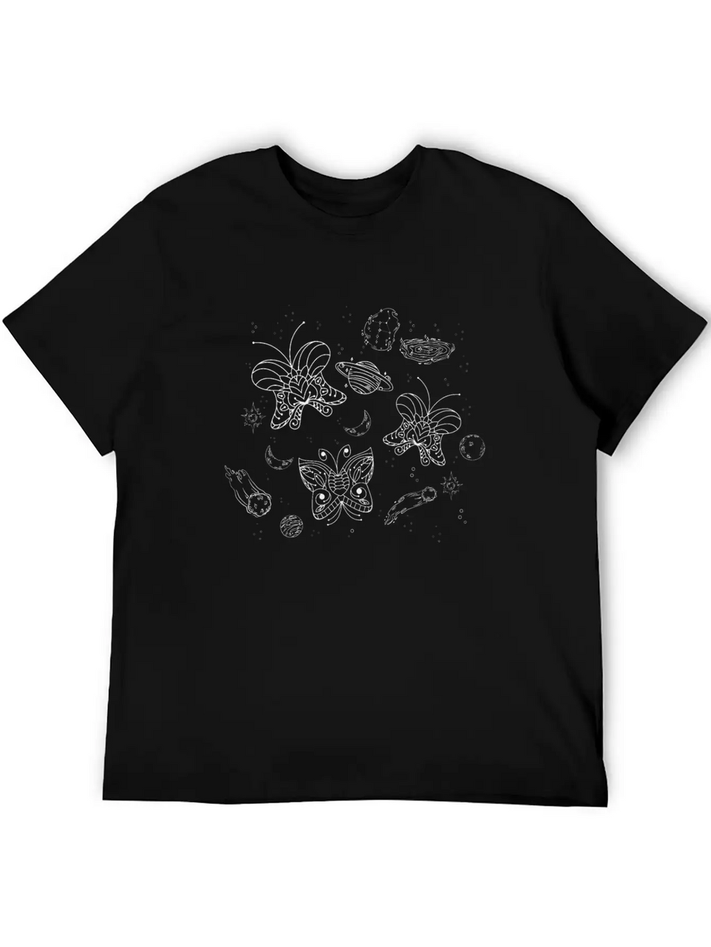 Celestial Butterfly Night Sky Line Art Galaxy Essential Cotton Tee For Daily Outfits – Unisex Style