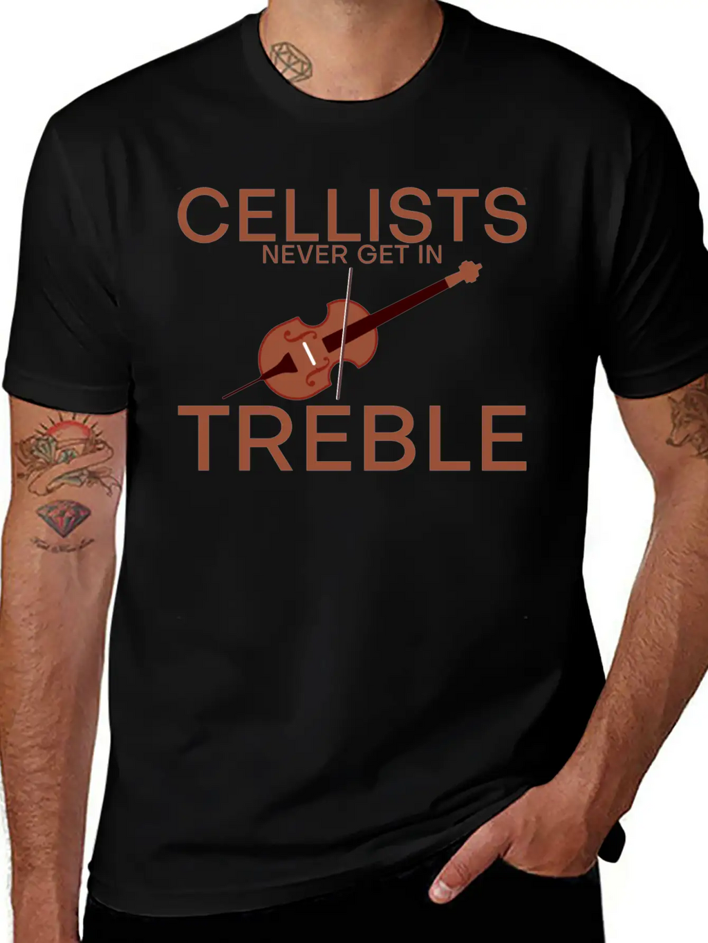 Cellists Never Get In Treble 2 Unisex Short Sleeve Soft Cotton T-Shirt – Casual Everyday Wear