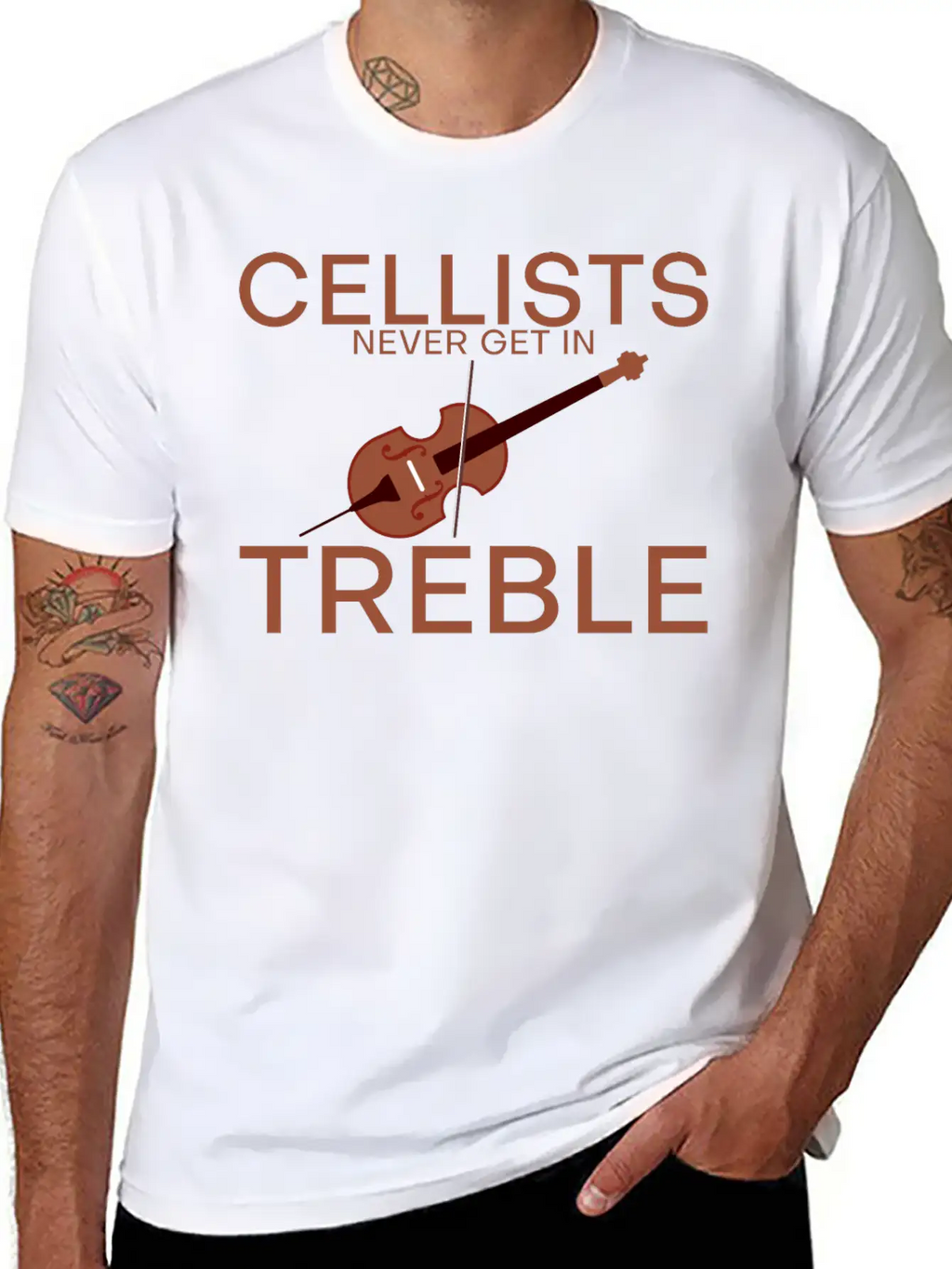 Cellists Never Get In Treble 2 Unisex Short Sleeve Soft Cotton T-Shirt – Casual Everyday Wear