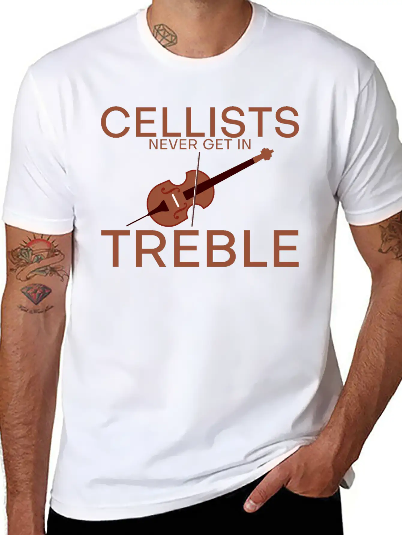 Cellists Never Get In Treble 2 Unisex Short Sleeve Soft Cotton T-Shirt – Casual Everyday Wear