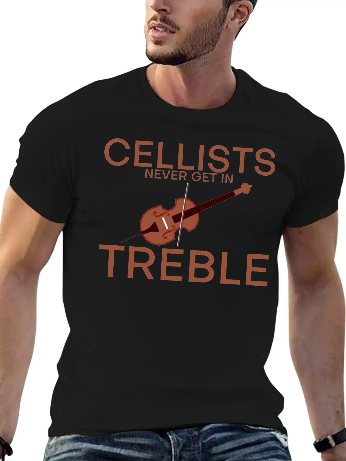 Cellists Never Get In Treble 2 Unisex Short Sleeve Soft Cotton T-Shirt – Casual Everyday Wear