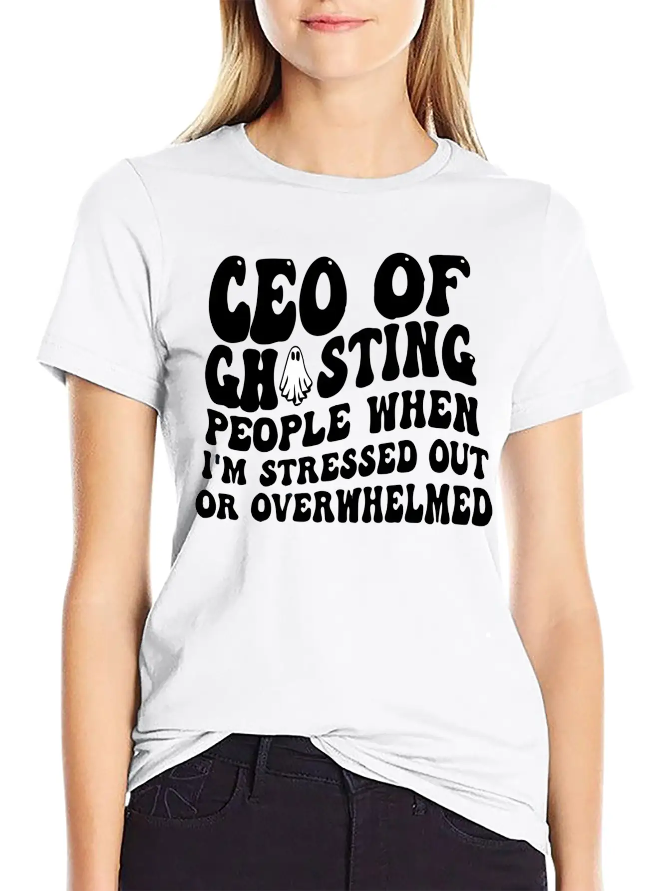 Ceo Of Ghosting People When I'M Stressed Out Or Unisex Casual T-Shirt – Clean Design For Daily Comfort