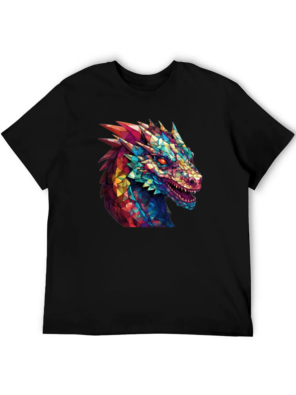 Cerulean Coil: The Stained Glass Dragon Unisex Casual T-Shirt – Clean Design For Daily Comfort