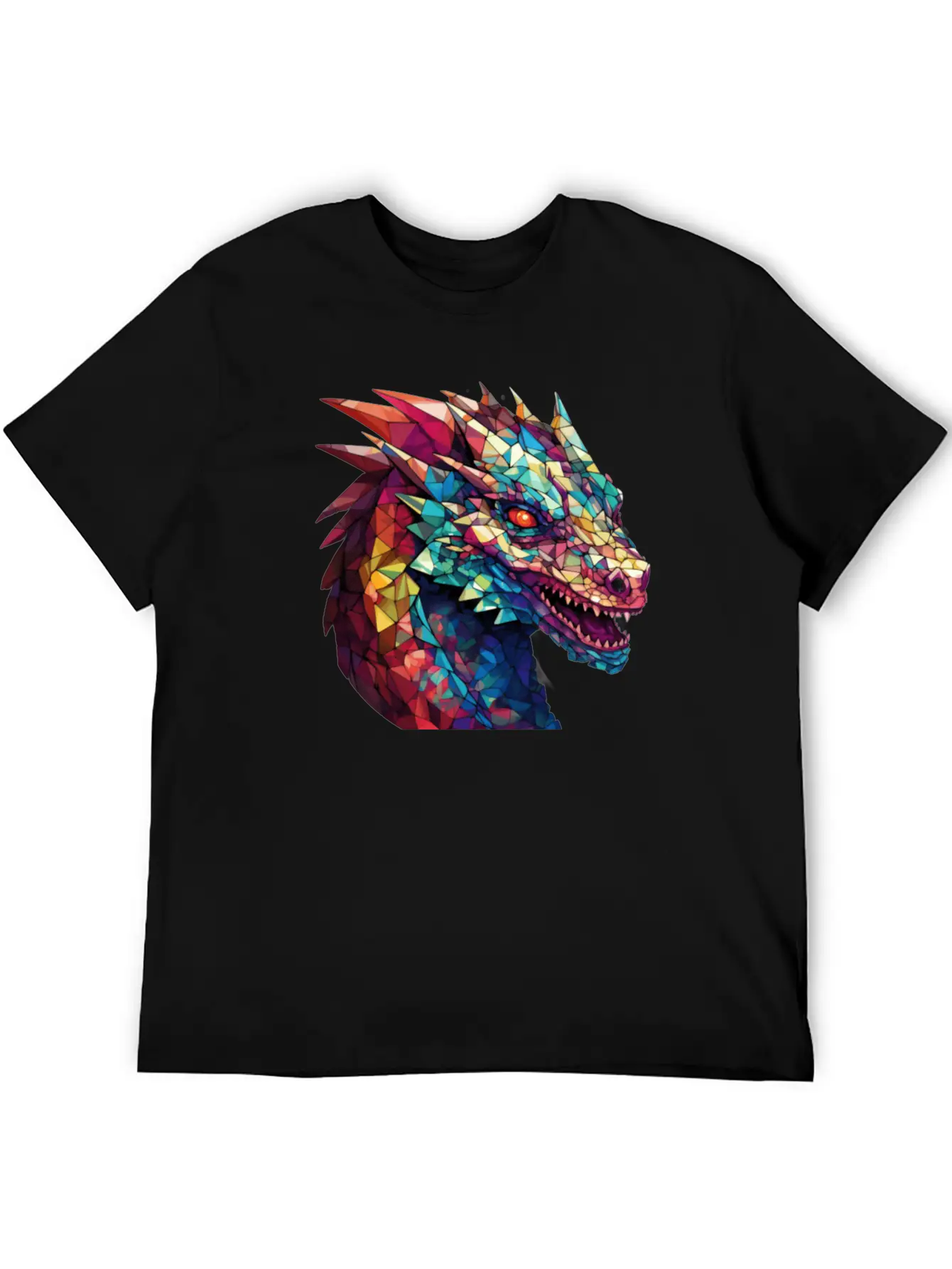 Cerulean Coil: The Stained Glass Dragon Unisex Casual T-Shirt – Clean Design For Daily Comfort