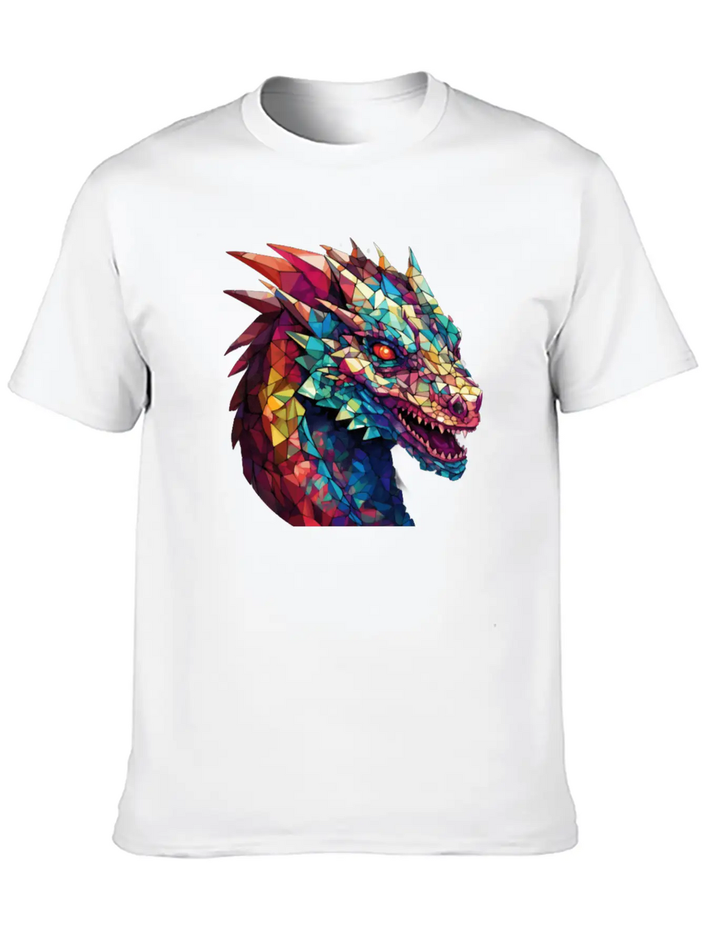 Cerulean Coil: The Stained Glass Dragon Unisex Casual T-Shirt – Clean Design For Daily Comfort