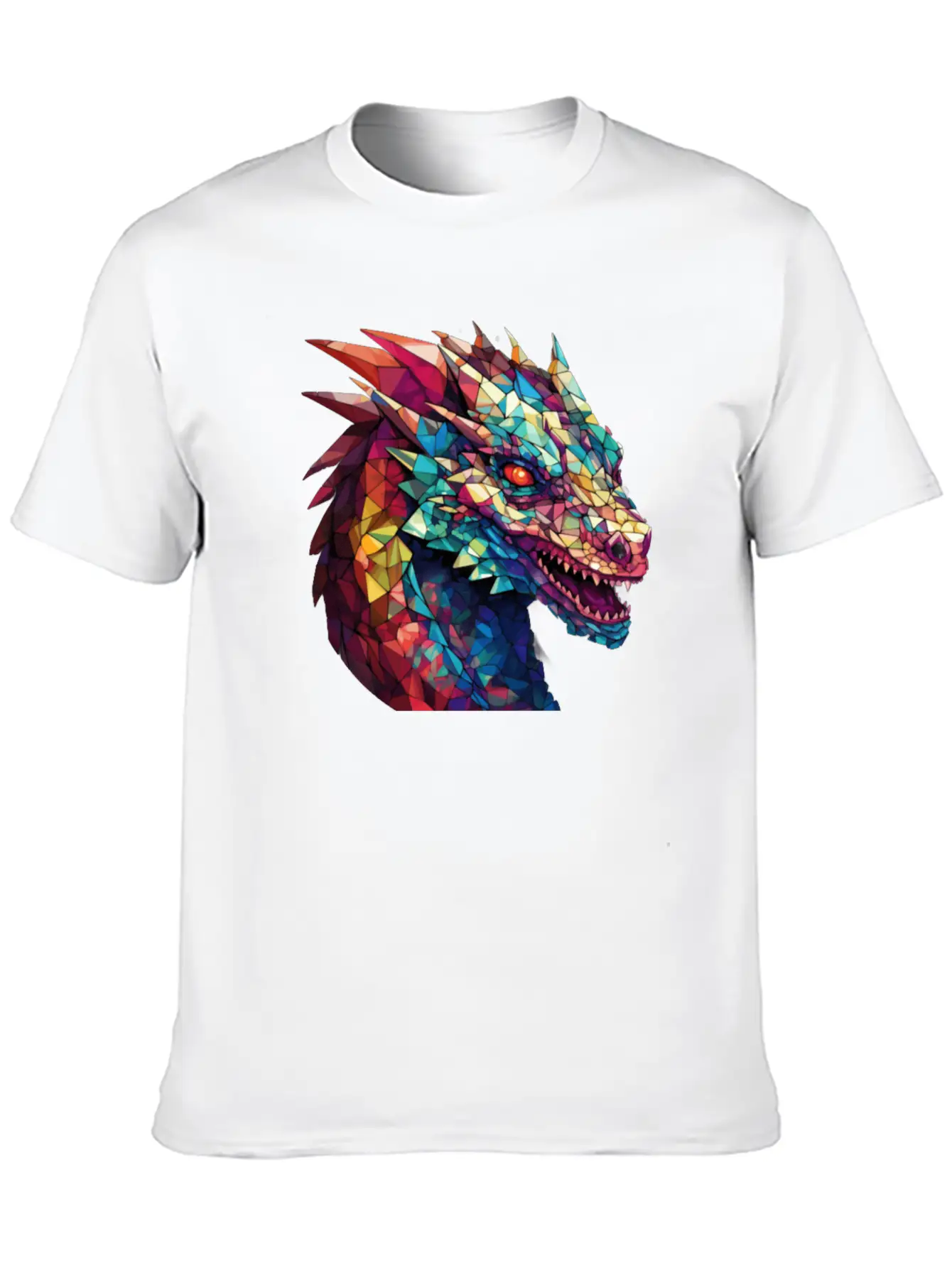 Cerulean Coil: The Stained Glass Dragon Unisex Casual T-Shirt – Clean Design For Daily Comfort
