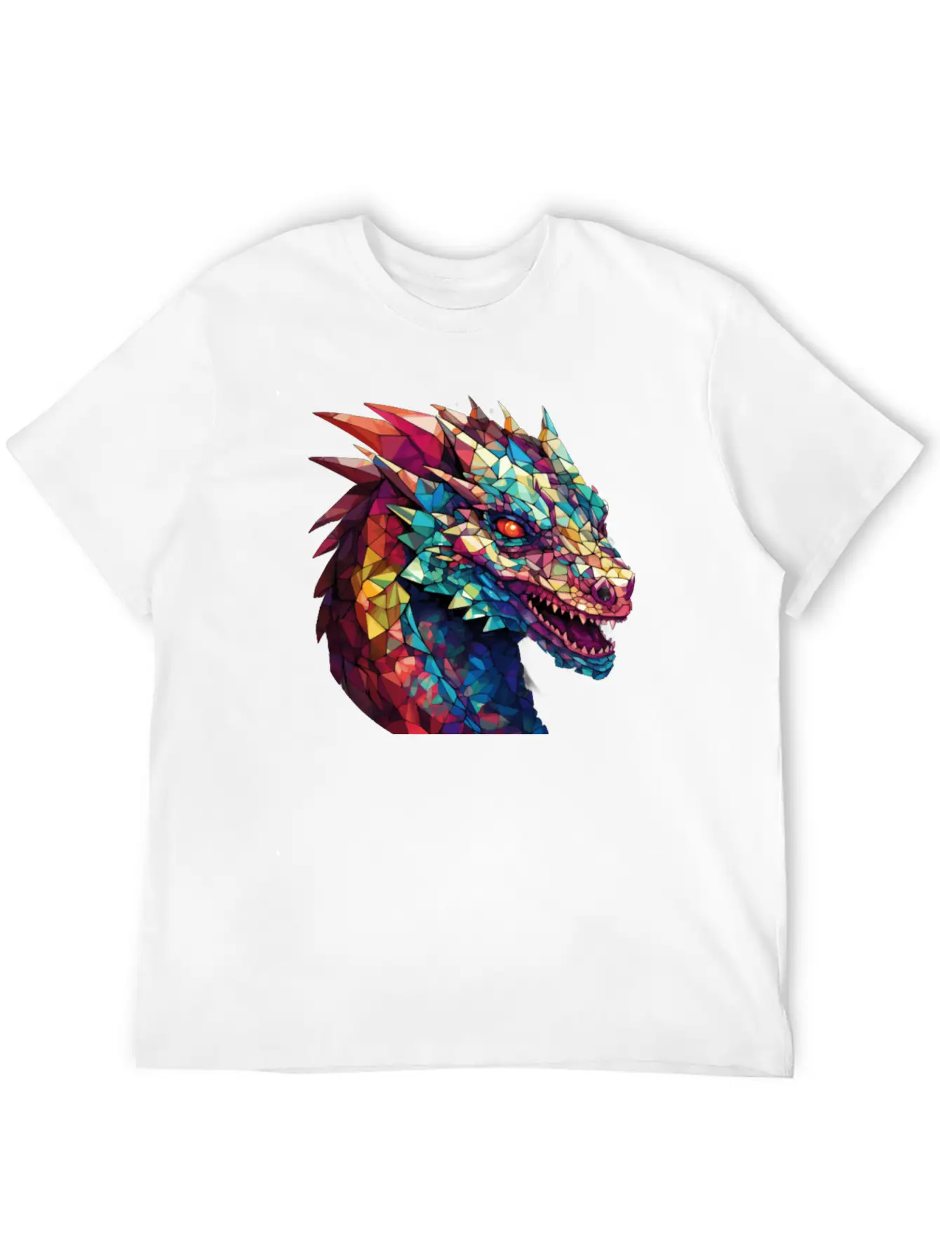 Cerulean Coil: The Stained Glass Dragon Unisex Casual T-Shirt – Clean Design For Daily Comfort