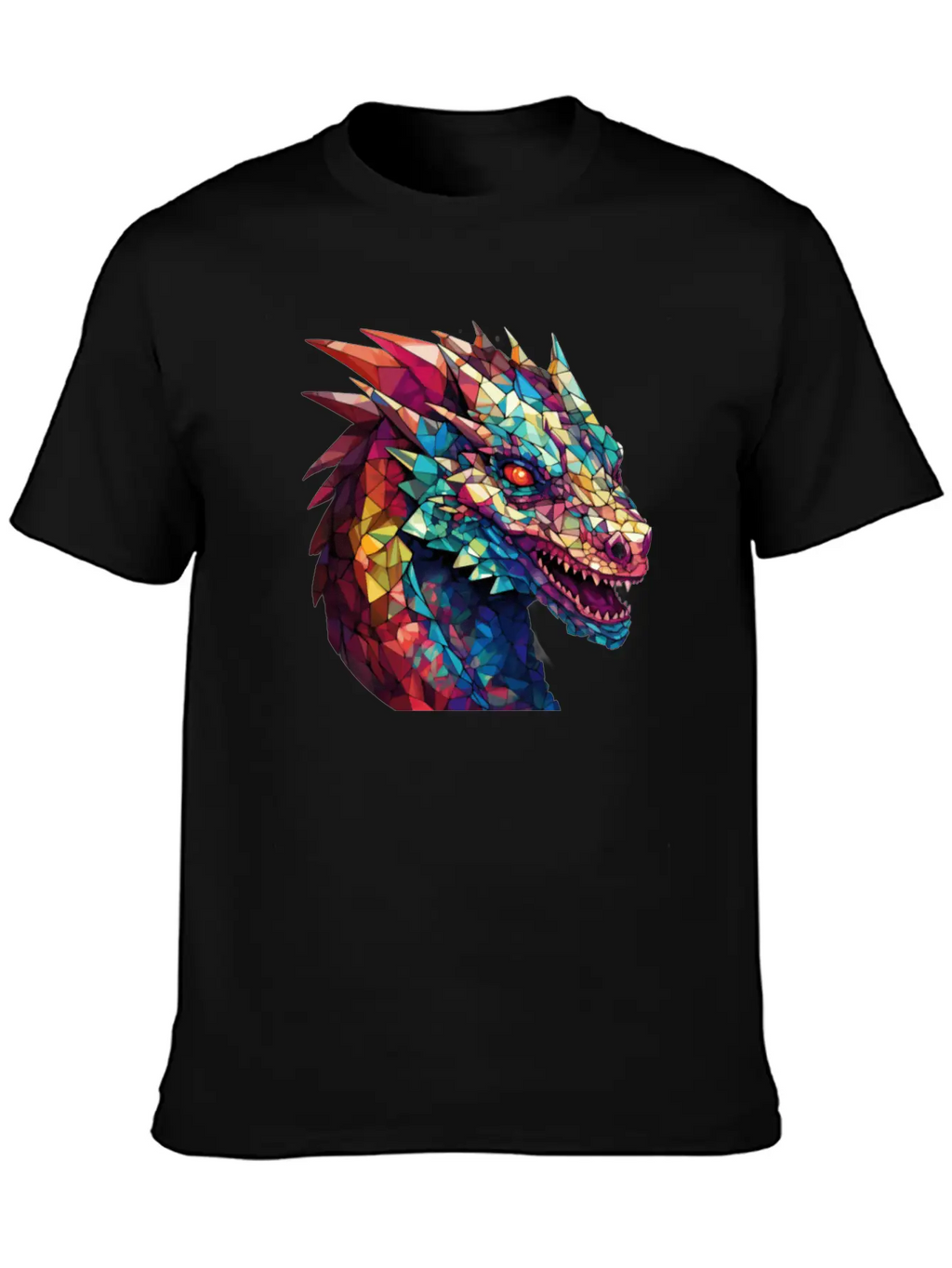 Cerulean Coil: The Stained Glass Dragon Unisex Casual T-Shirt – Clean Design For Daily Comfort