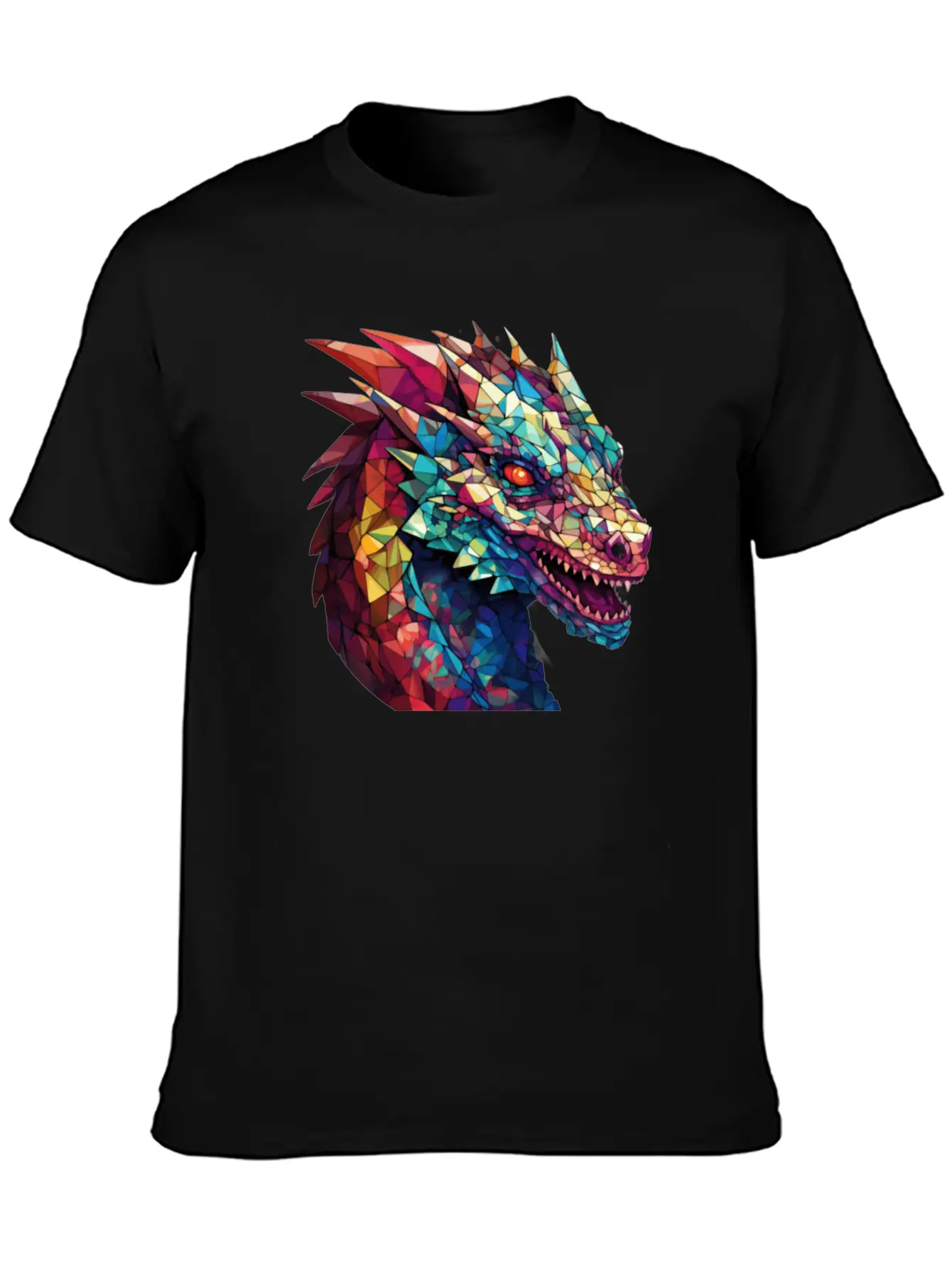 Cerulean Coil: The Stained Glass Dragon Unisex Casual T-Shirt – Clean Design For Daily Comfort