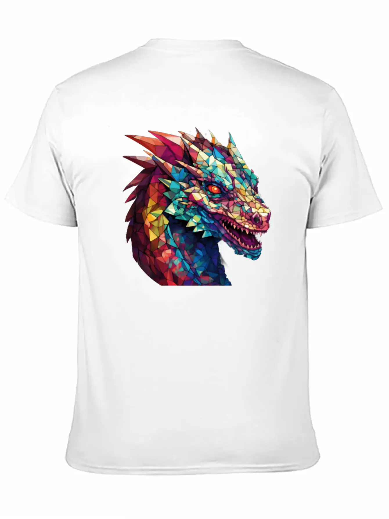 Cerulean Coil: The Stained Glass Dragon Unisex Casual T-Shirt – Clean Design For Daily Comfort