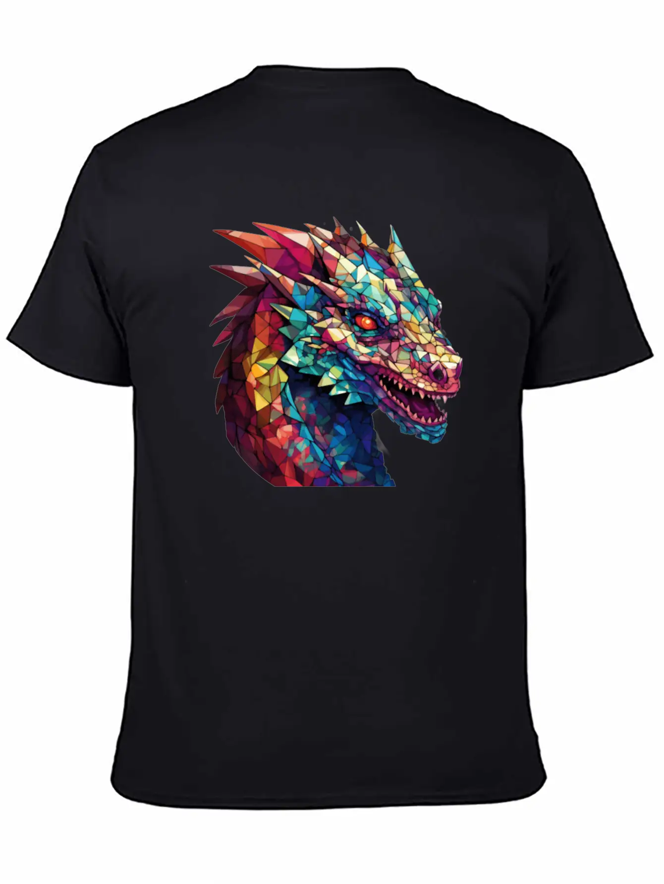 Cerulean Coil: The Stained Glass Dragon Unisex Casual T-Shirt – Clean Design For Daily Comfort