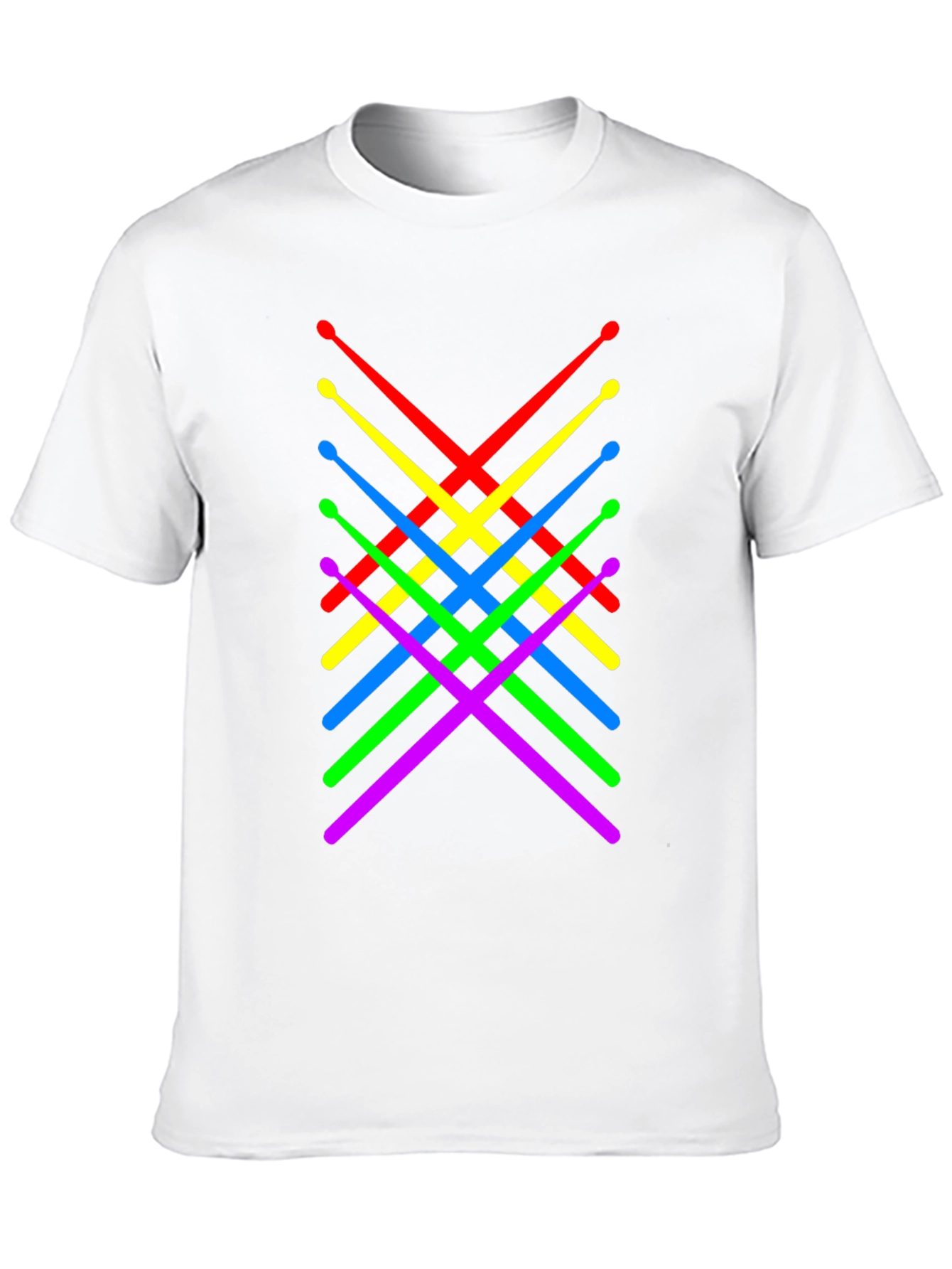 Colorful Drumsticks Graphic T-Shirt - Black