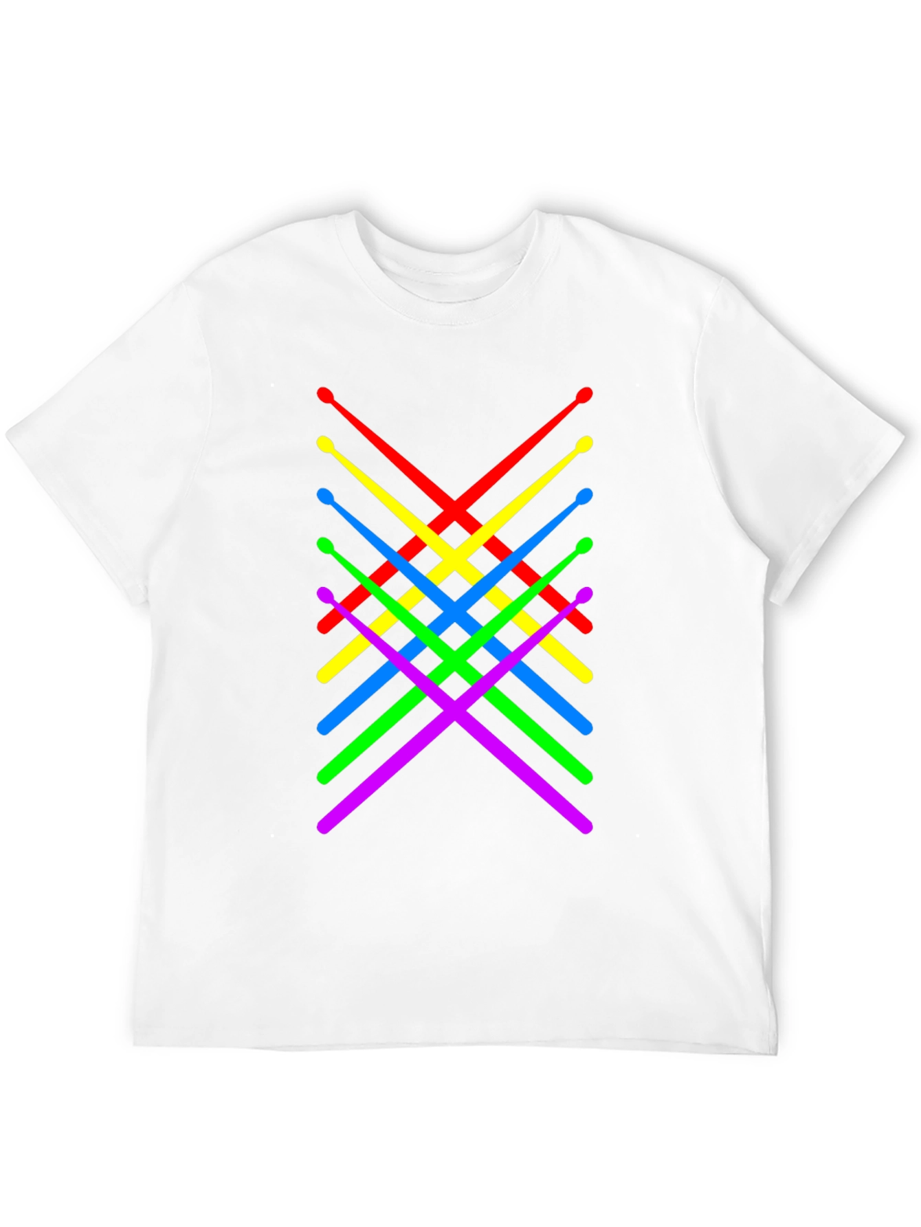 Colorful Drumsticks Graphic T-Shirt - Black