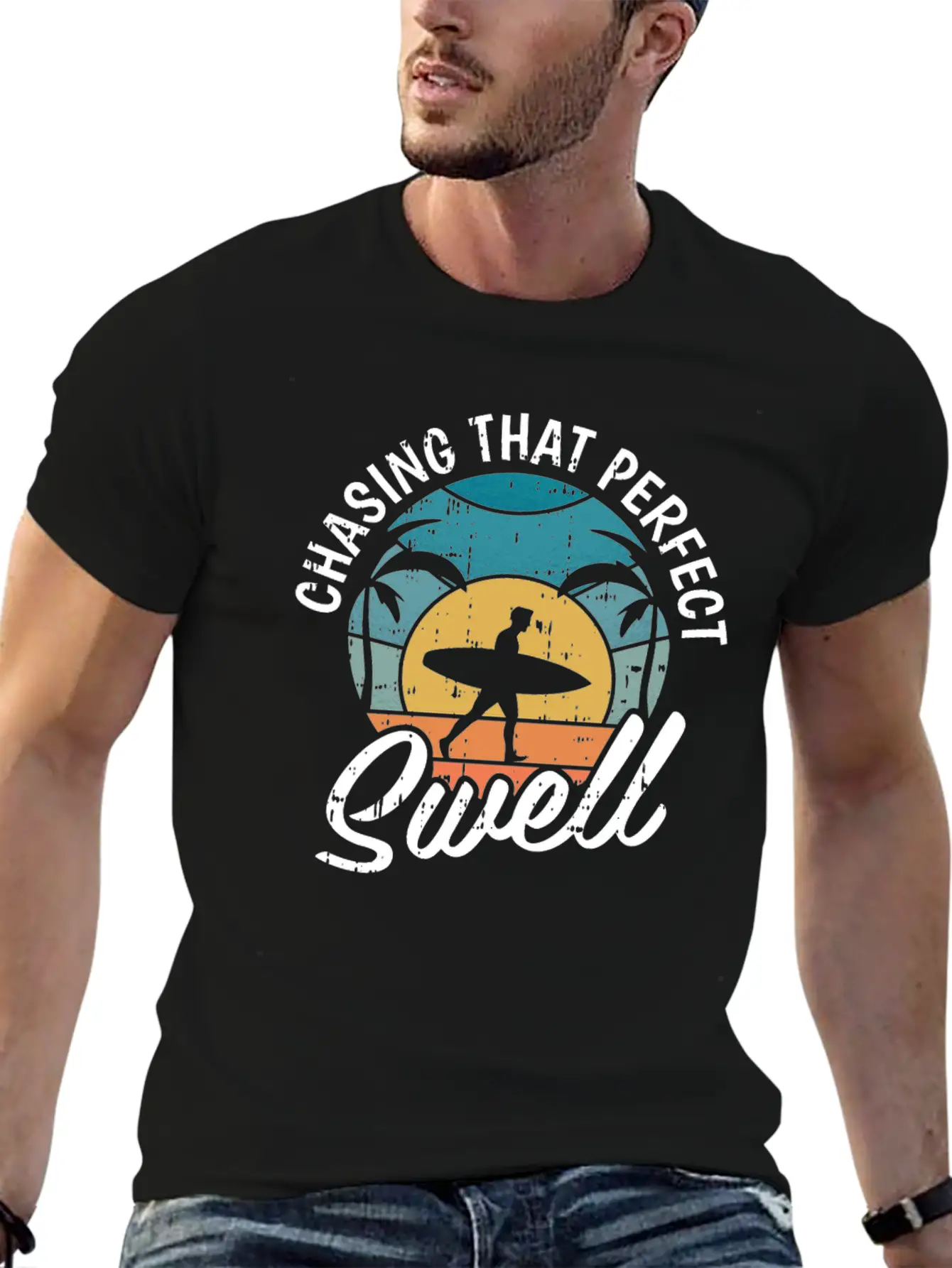 Chasing The Perfect Swell Breathable Soft Cotton T-Shirt – Timeless Casual Look